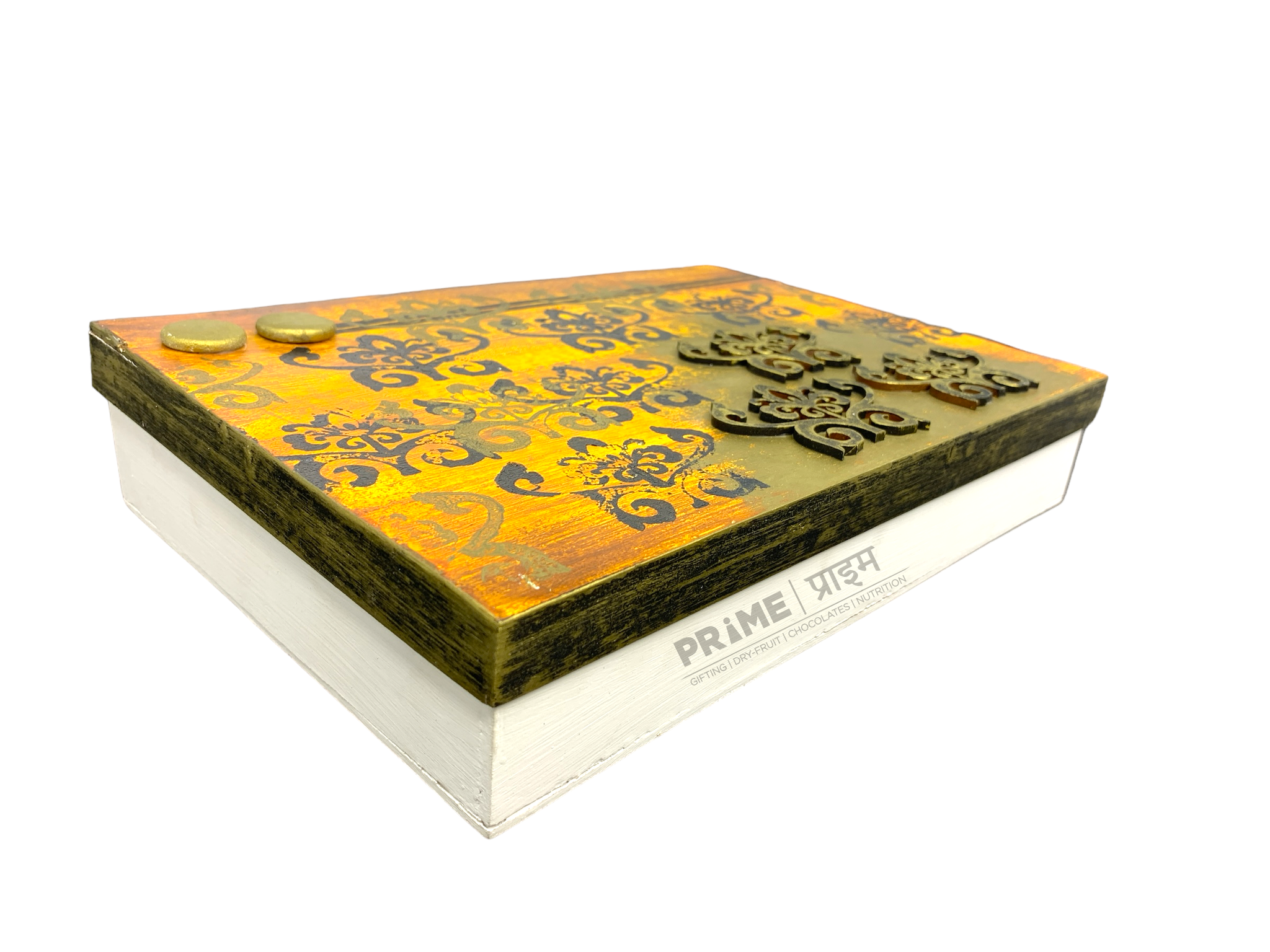Golden Brown Hand Crafted Four Partition Dry Fruit Box_5
