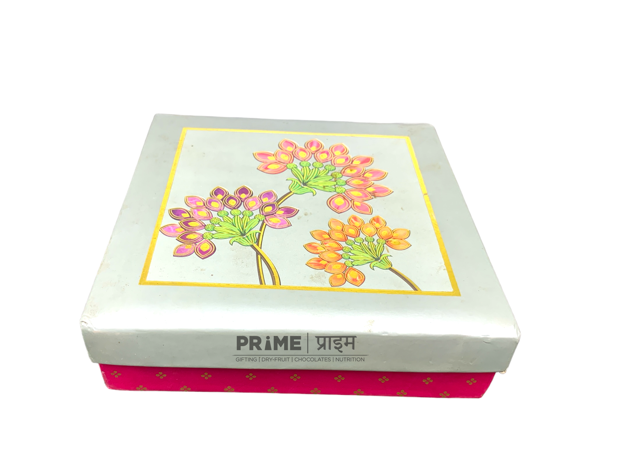 Grey & Pink Square Floral Print Box_1