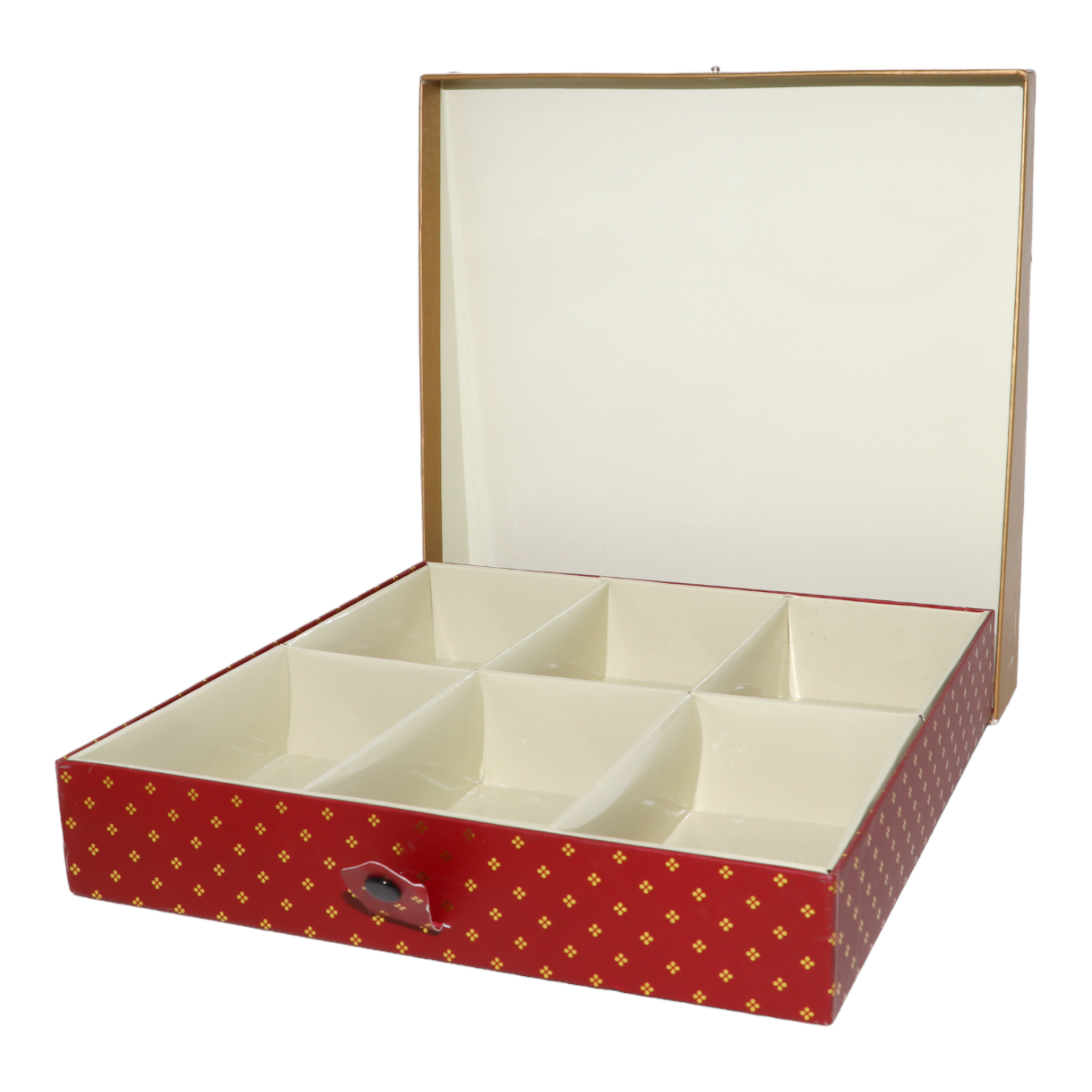 Golden Red Square Design Printed Hardpaper Box Large_2