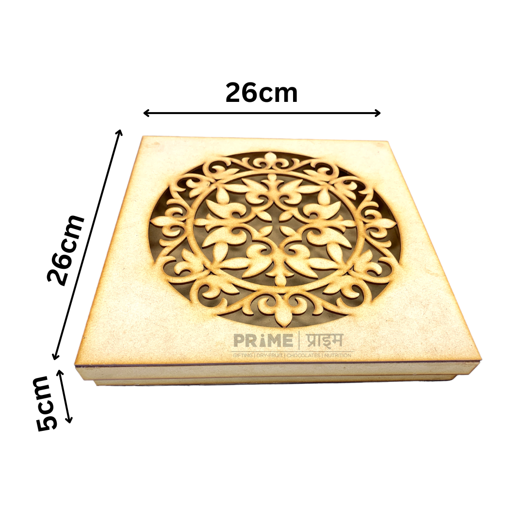 Brown Square Designer Laser Cut MDF Box 10x10_0