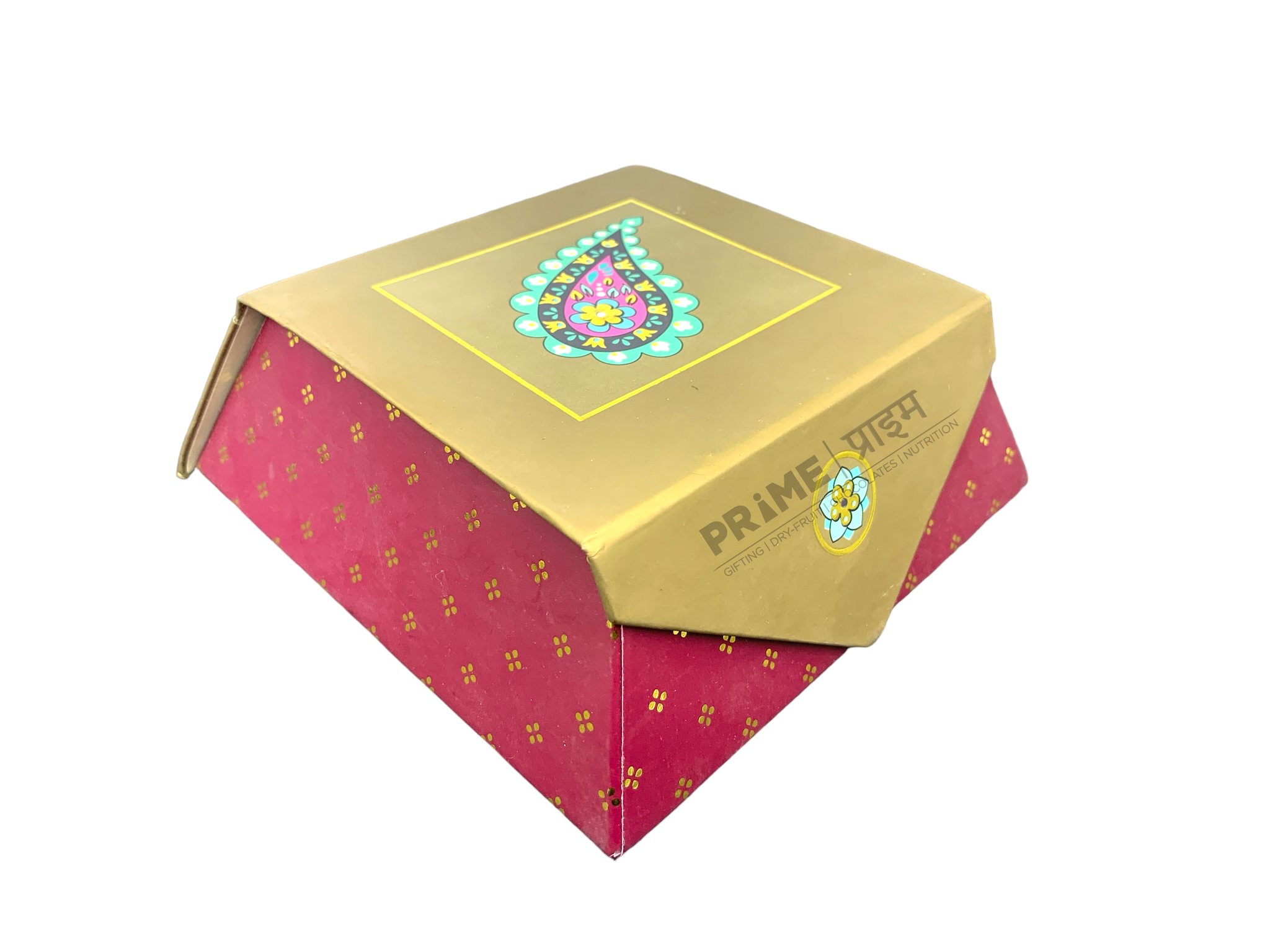 Golden Red Square Design Printed Hardpaper Box Small_2