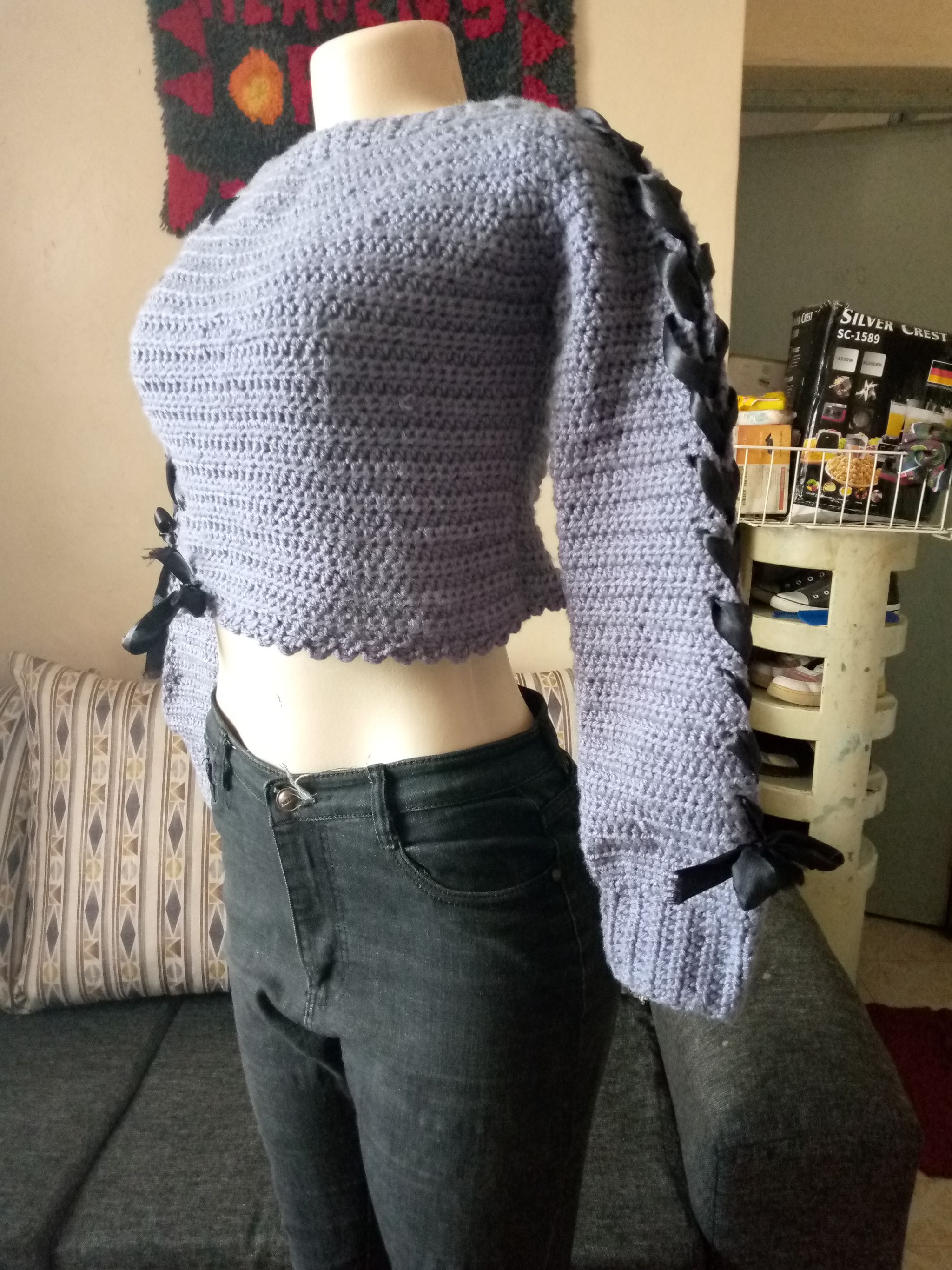 Crochet grey top_1