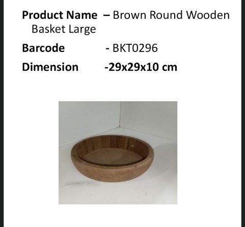 Brown Round Wooden Basket Large 28 x 28 x 9_0