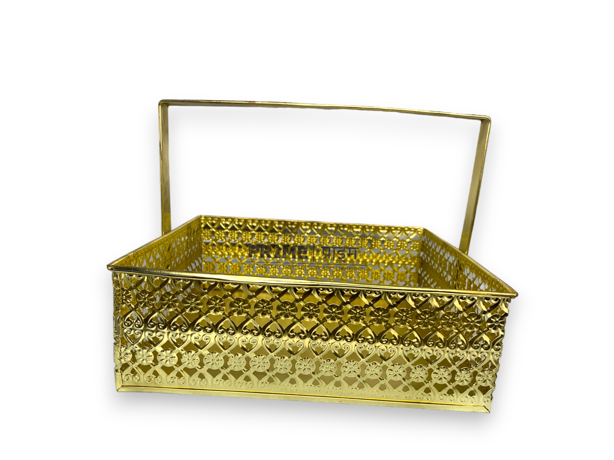 Square Metal Handle golden Basket 20 X 20 X 8_1