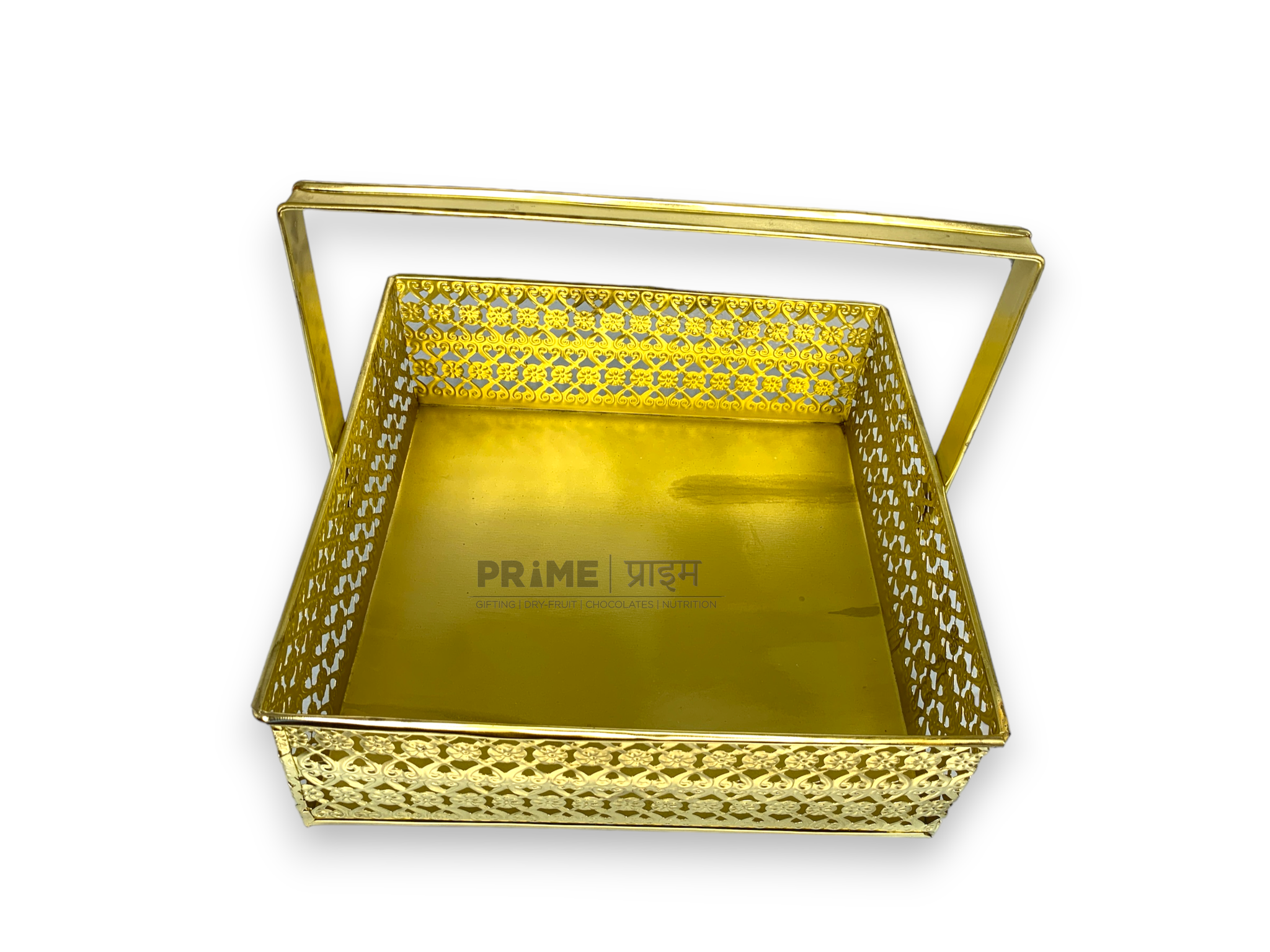 Square Metal Handle golden Basket 20 X 20 X 8_3