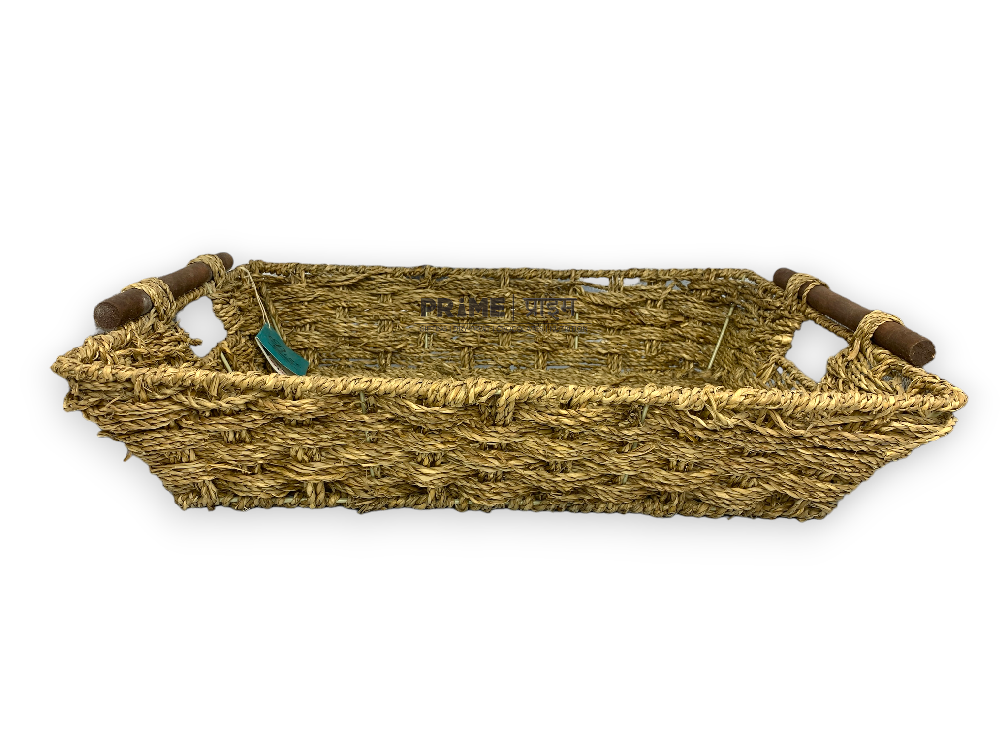 Brown Rectangular Jute Basket with Handles_2