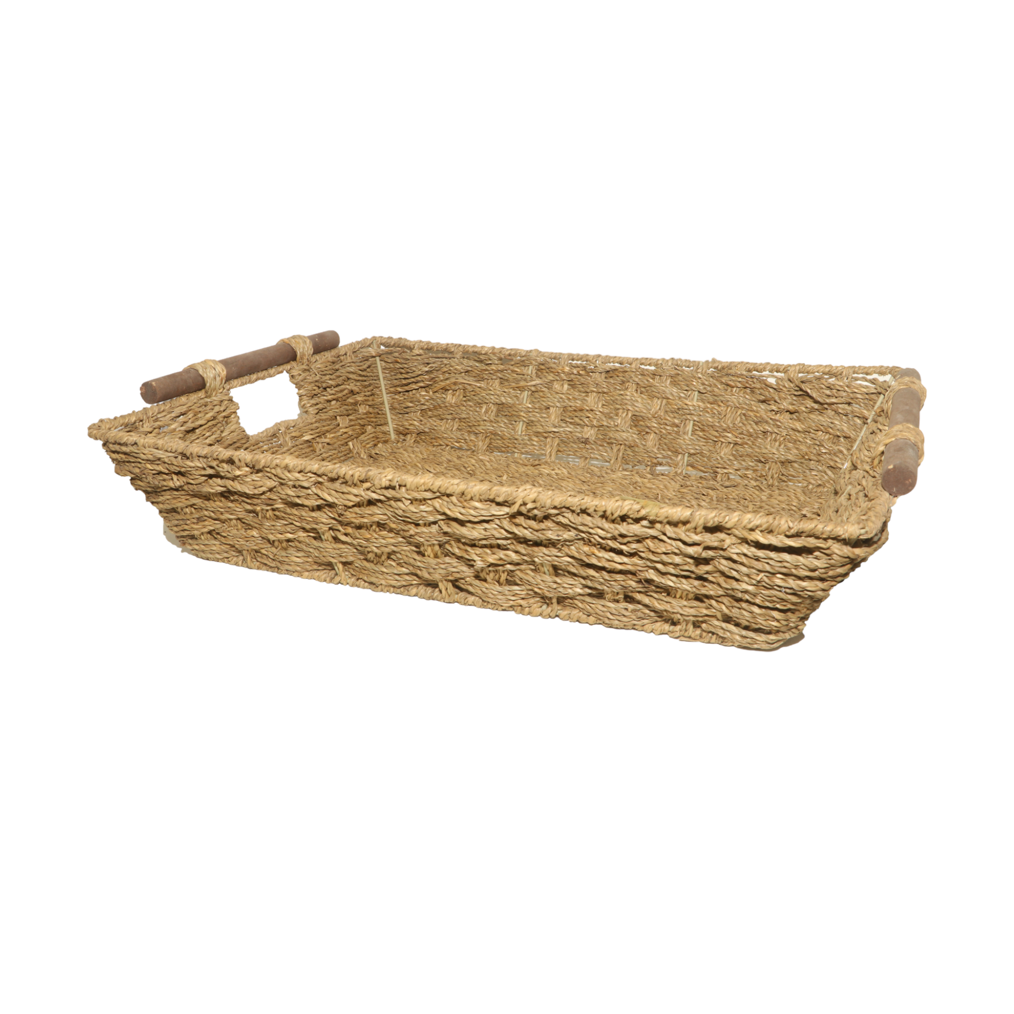 Brown Rectangular Jute Basket with Handles_4