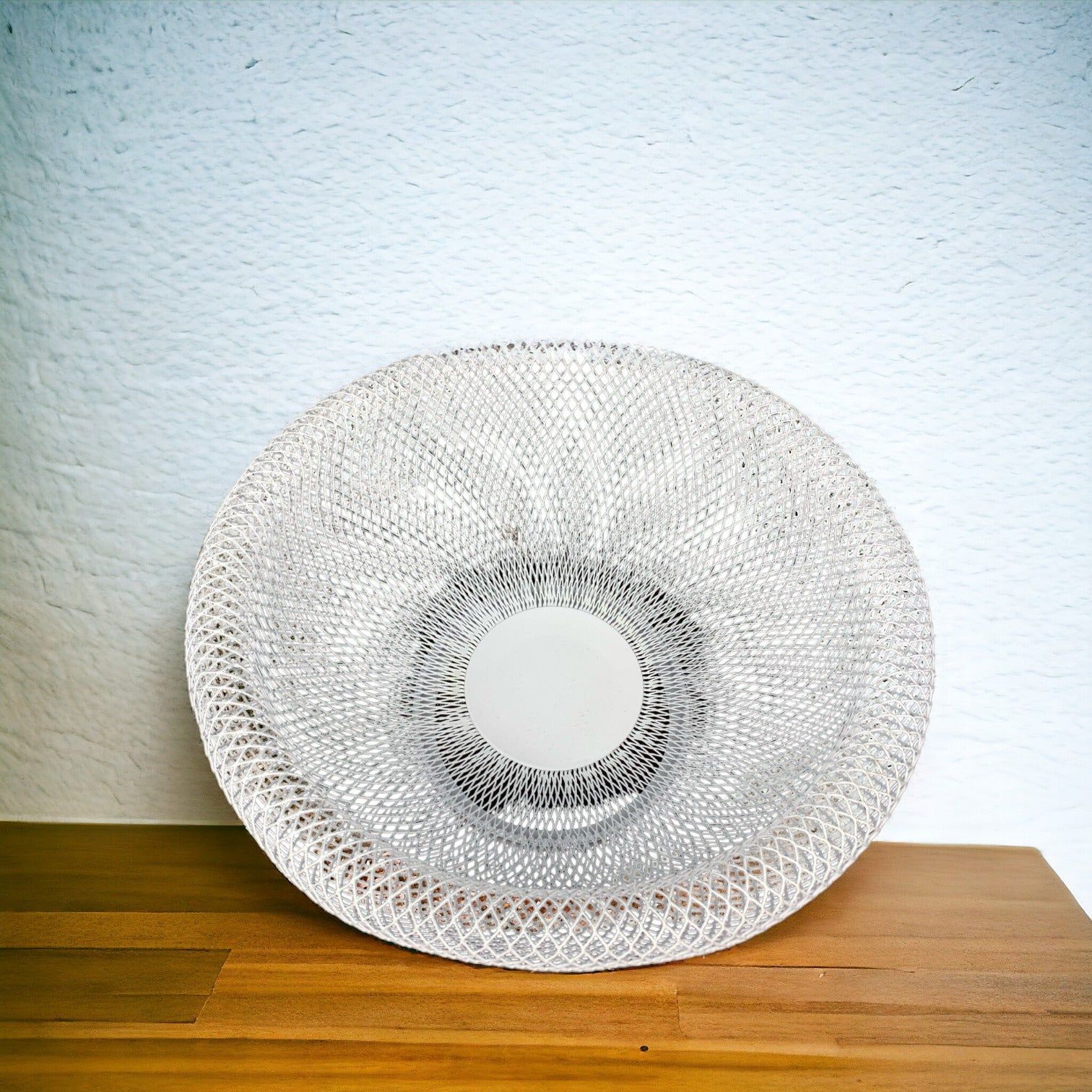 White Round Metallic Fruit Basket Small 24 X 24 X 11_3