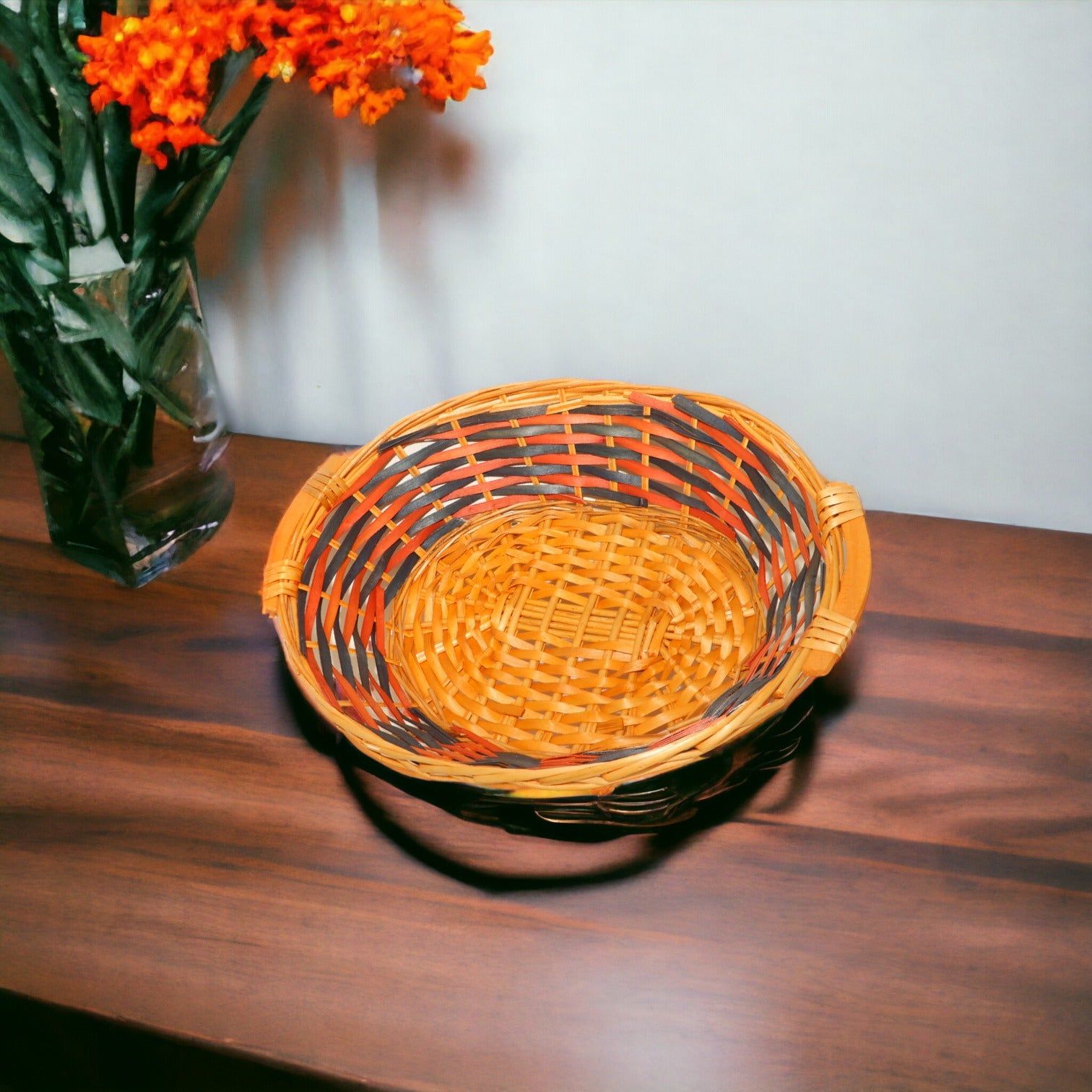 Red Blue Venner Rattan Oval Basket_2