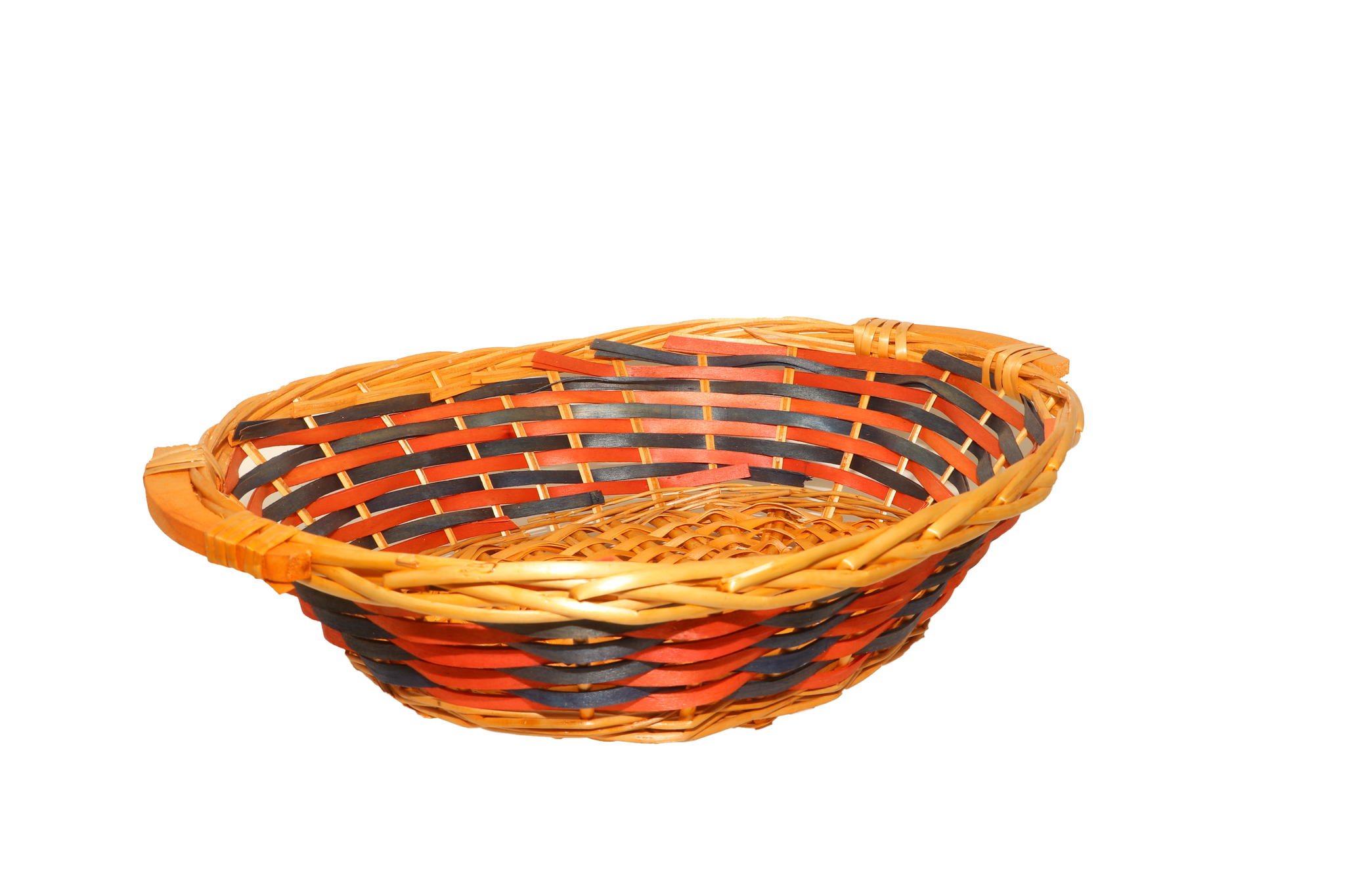 Red Blue Venner Rattan Oval Basket_3