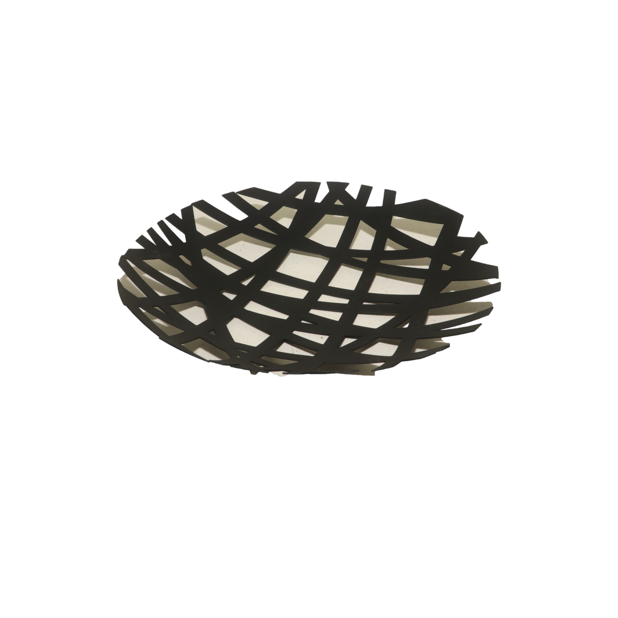 Black Abstract Metalic Round Basket 29x29x4.5_0