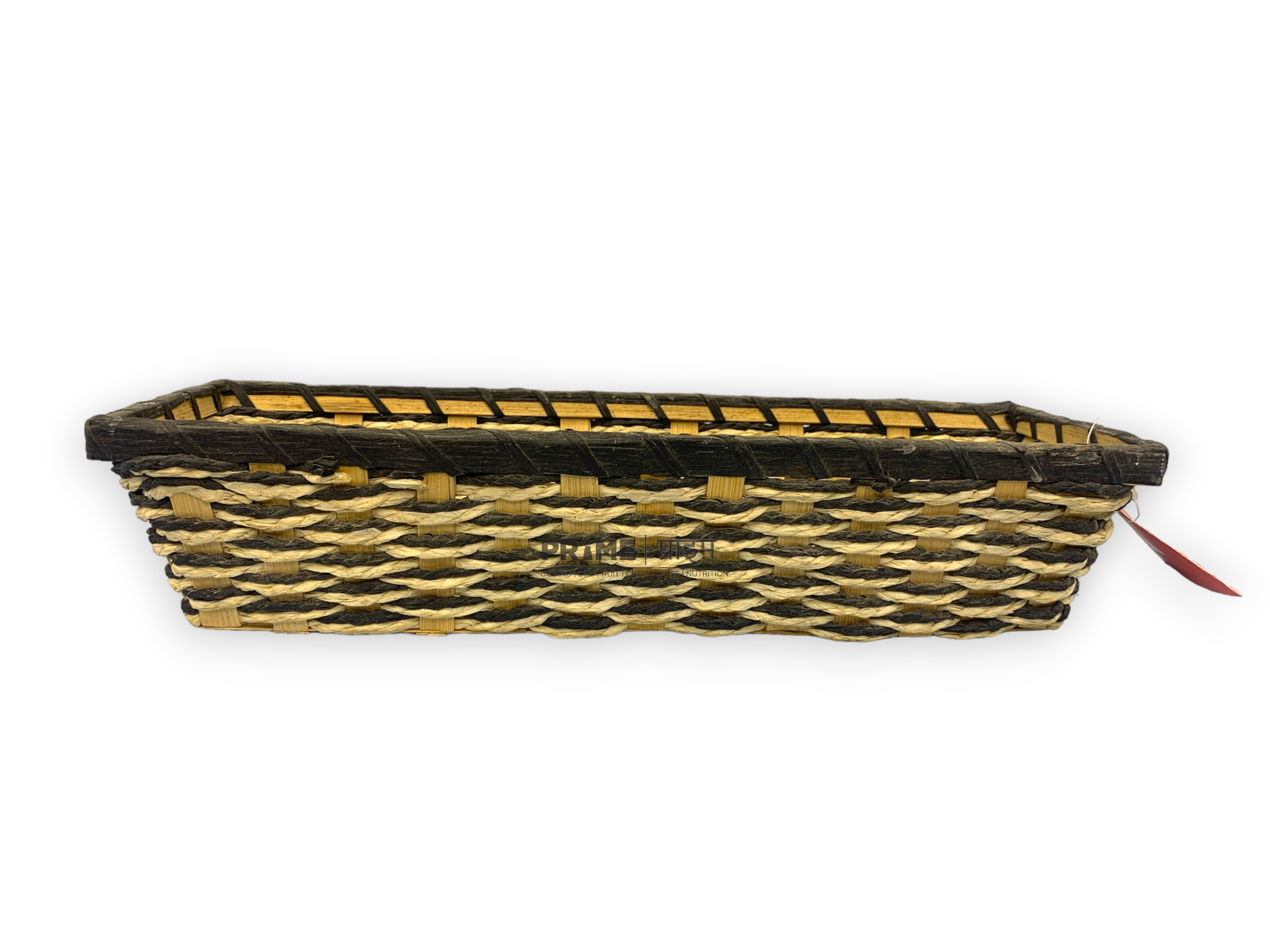 Brown White Long Bamboo Basket_4