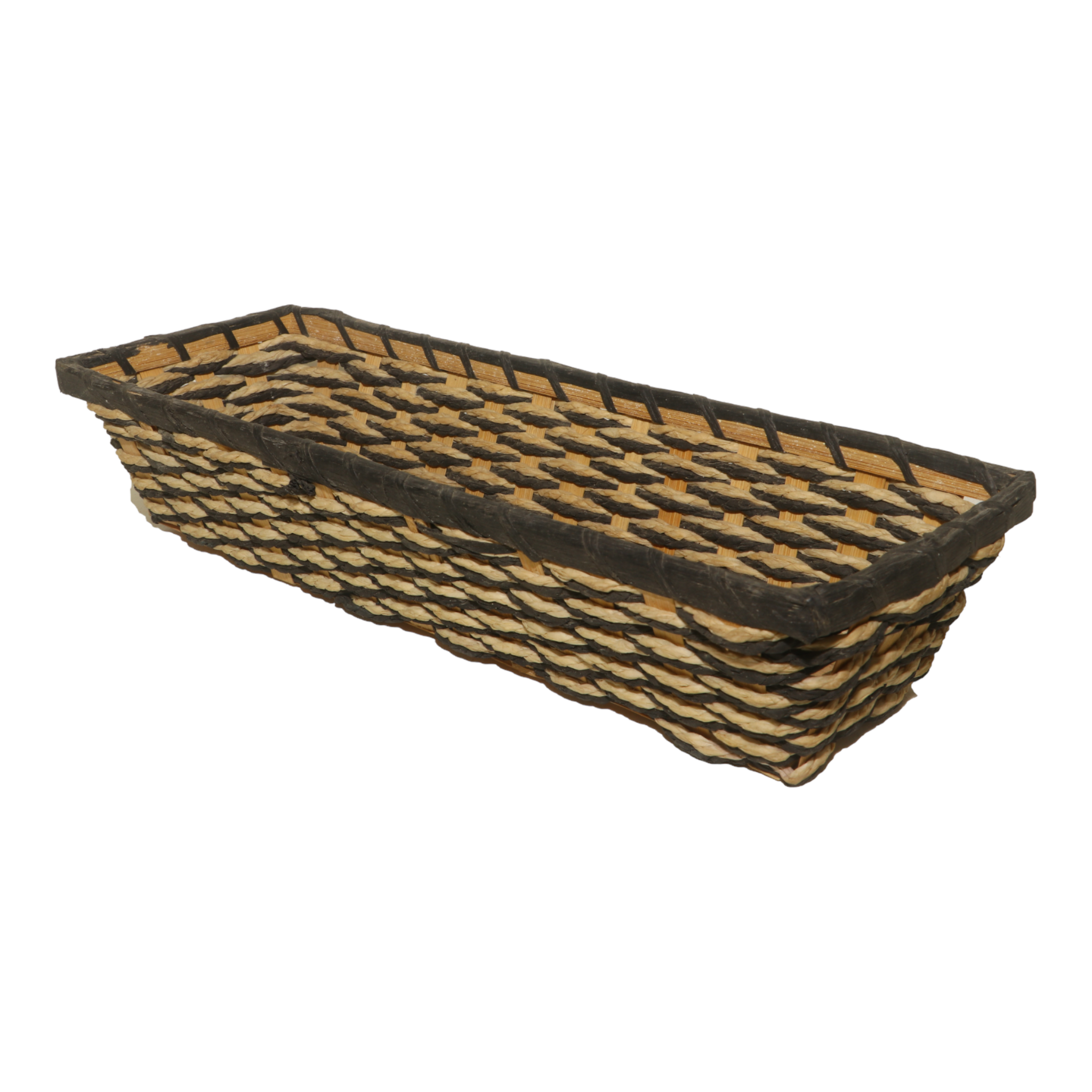 Brown White Long Bamboo Basket_2