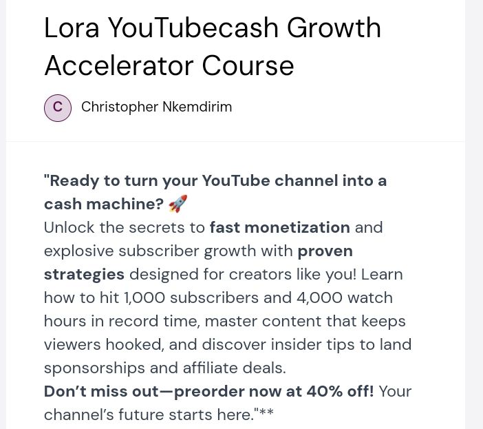 LORA YoutubeCash Growth Accelerator Course_1