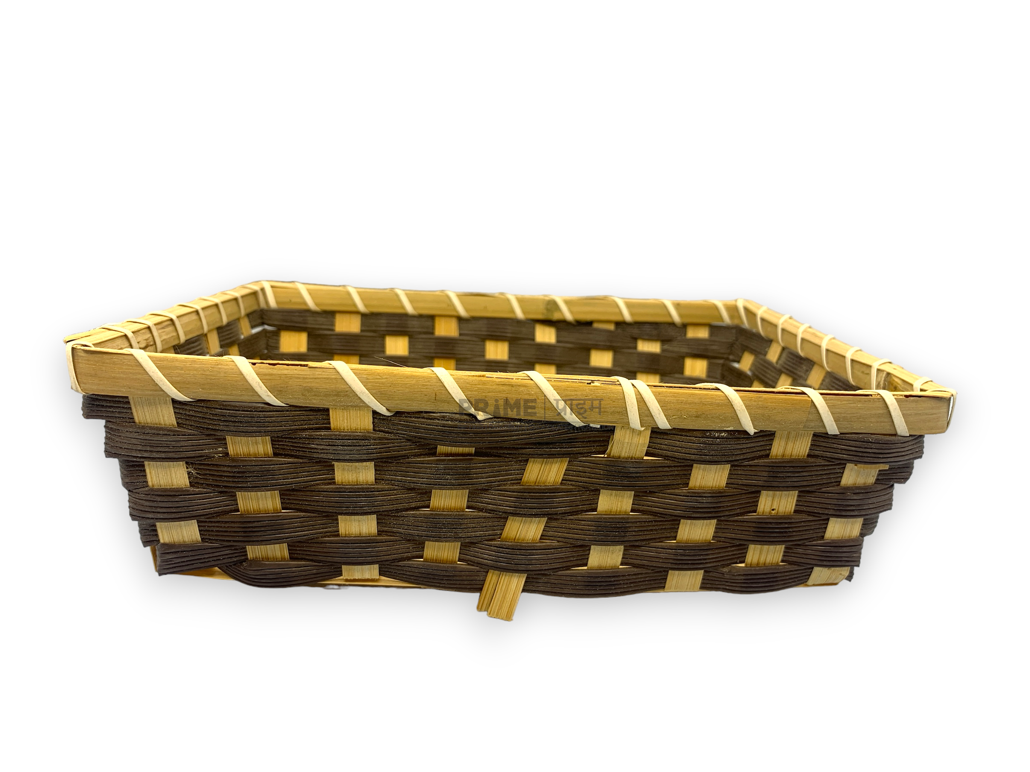 Dark Brown Rectangular Bamboo Basket Large_1