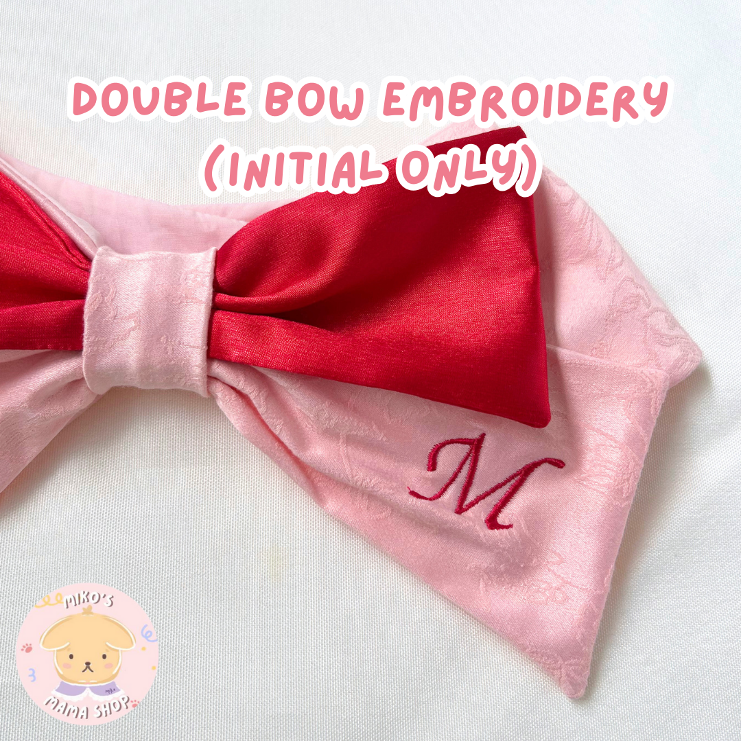 Pink Red Double Bow Collar (Premium)_1