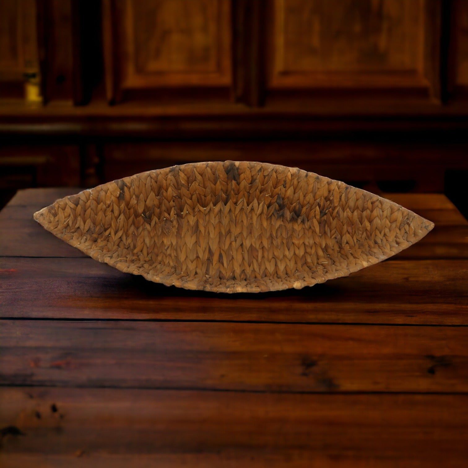 Brown Boat Shape Canoe Basket 74 X 25 X 11_1