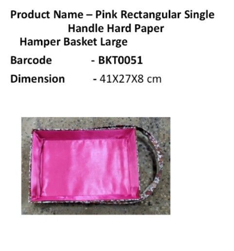 Pink Rectangular Single Handle Hard Paper Hamper Basket Large_0