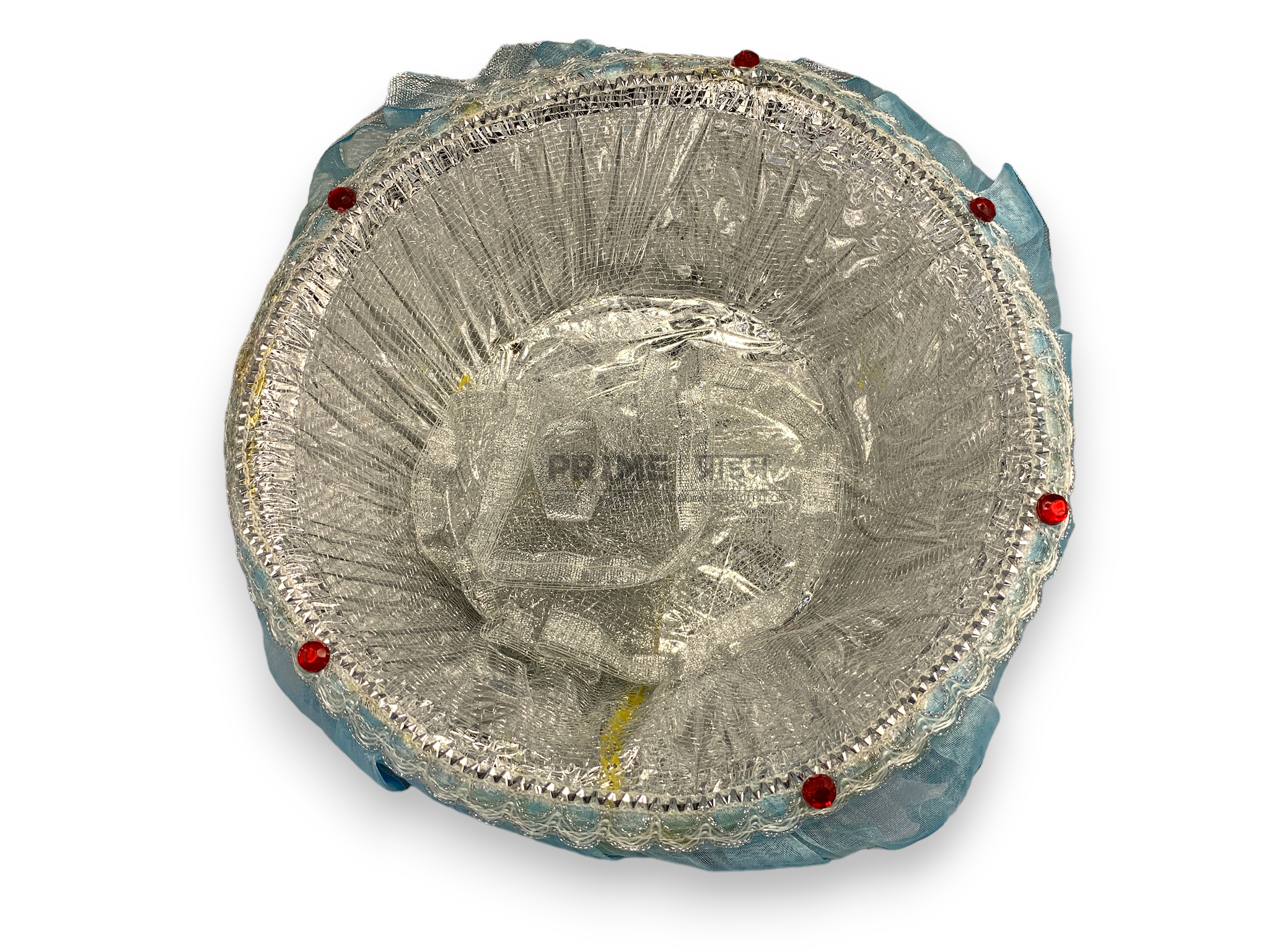 Silver shagun round plastic basket 28x28x9_1