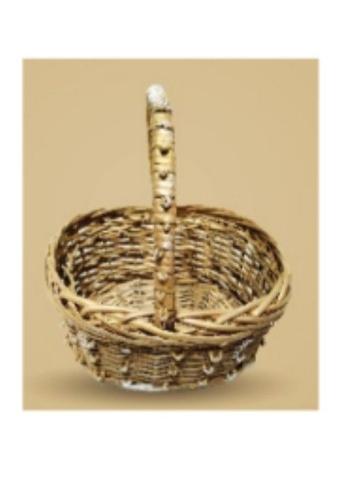 Golden Single Handle Wooden Basket 30 x 26 x 15_1