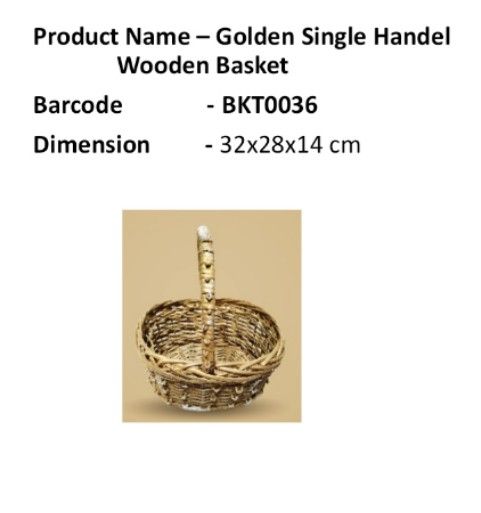 Golden Single Handle Wooden Basket 30 x 26 x 15_0