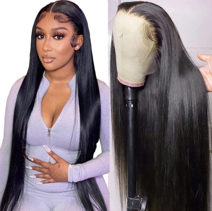 22" 13x4 HD Transparent Straight Glueless Human Wig_0