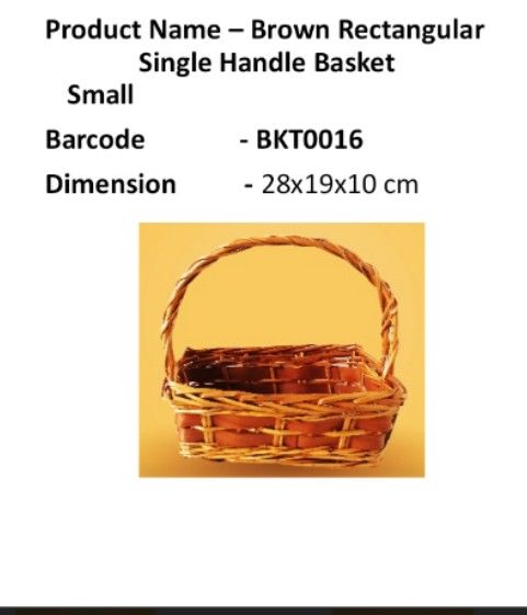 Brown Rectangular Single Handle Basket Small 25x18x10_0