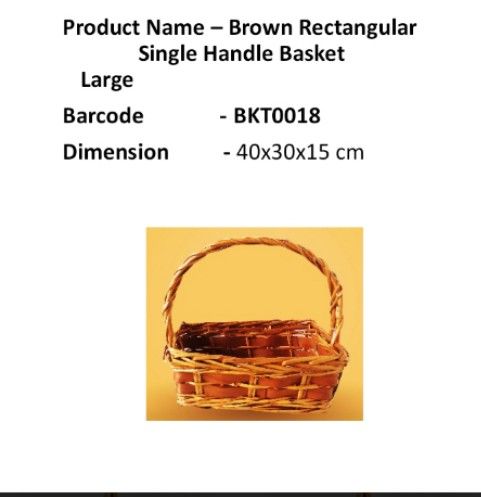 Brown Rectangular Single Handle Basket Large 36x29x15_0