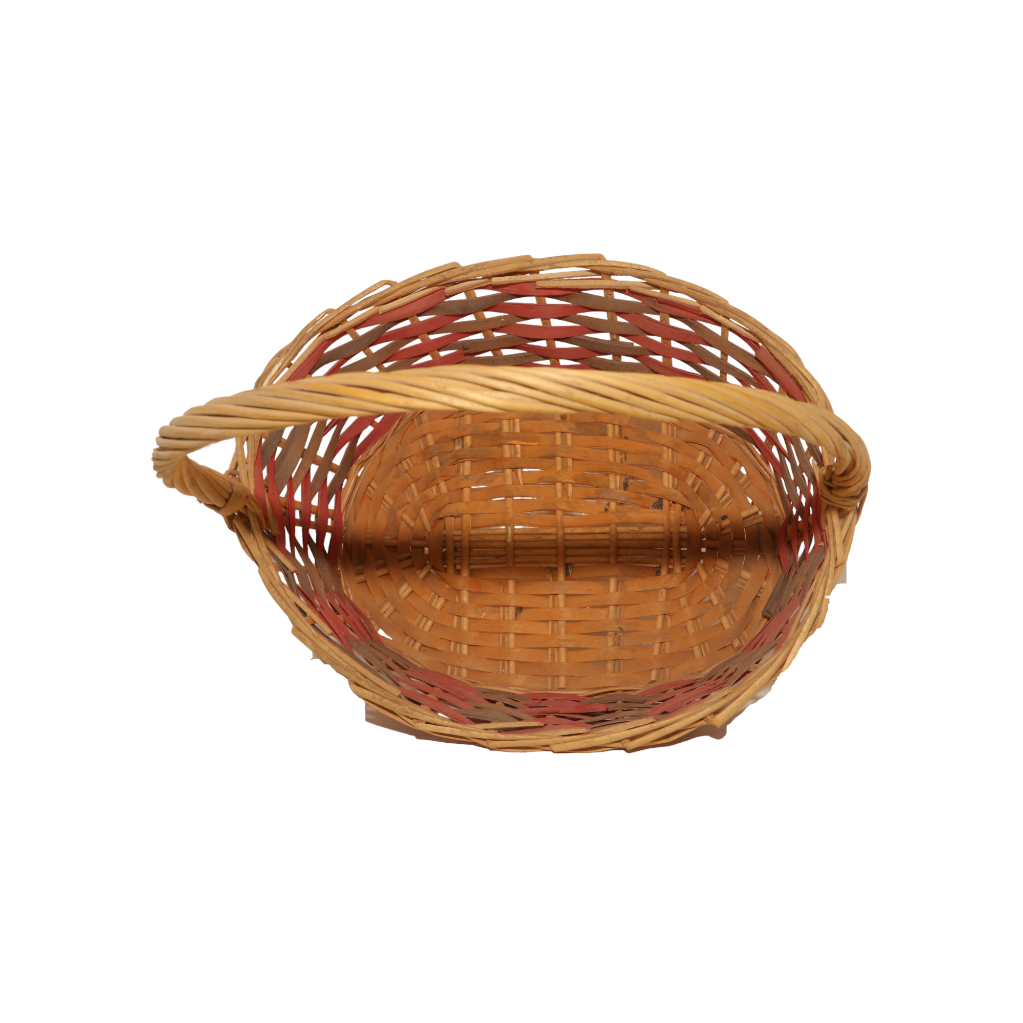 Pink Color Single Handel Wooden Basket Medium_3