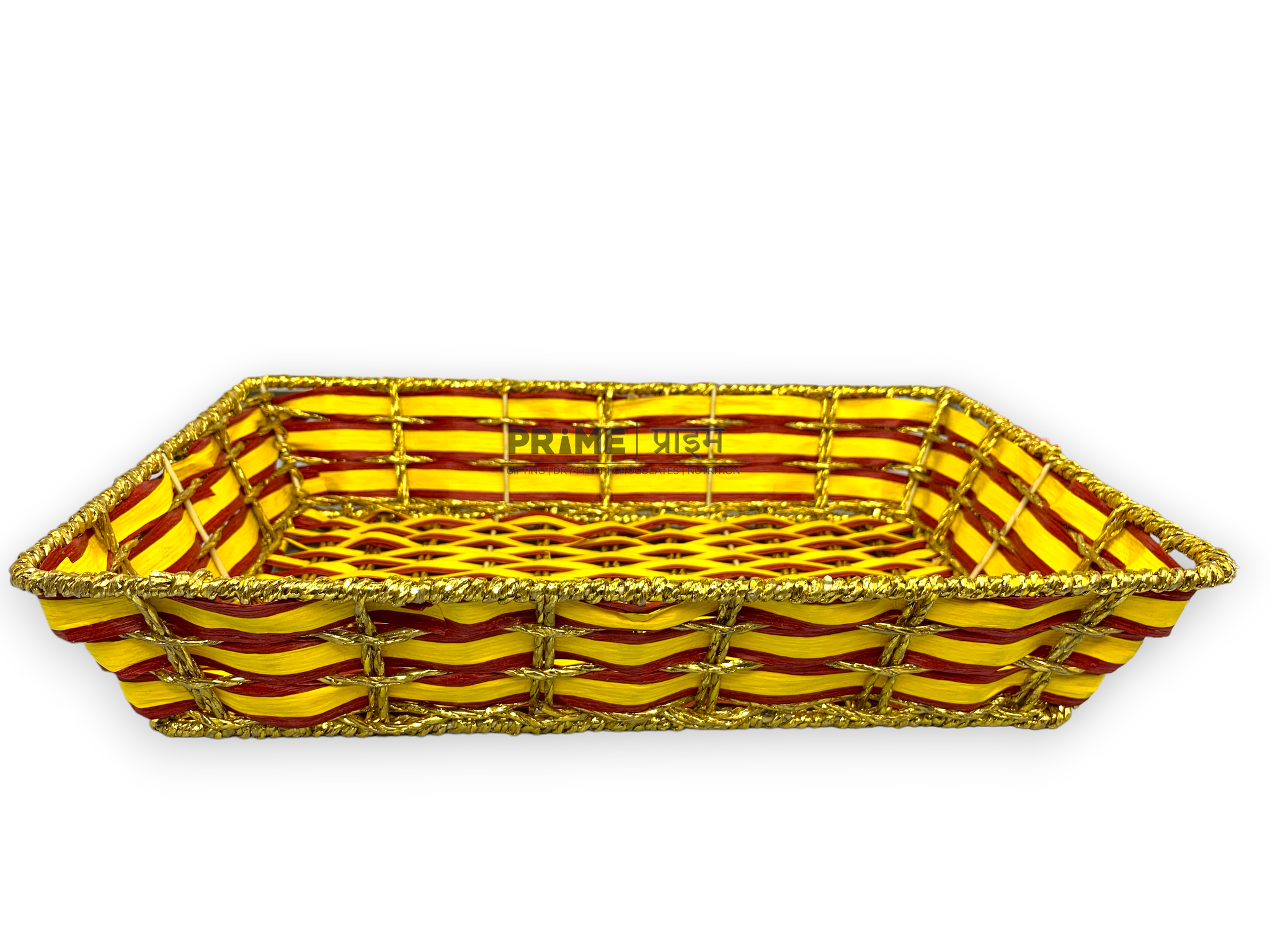 Rectangular golden yellow red Kane Basket 33x20x8_1