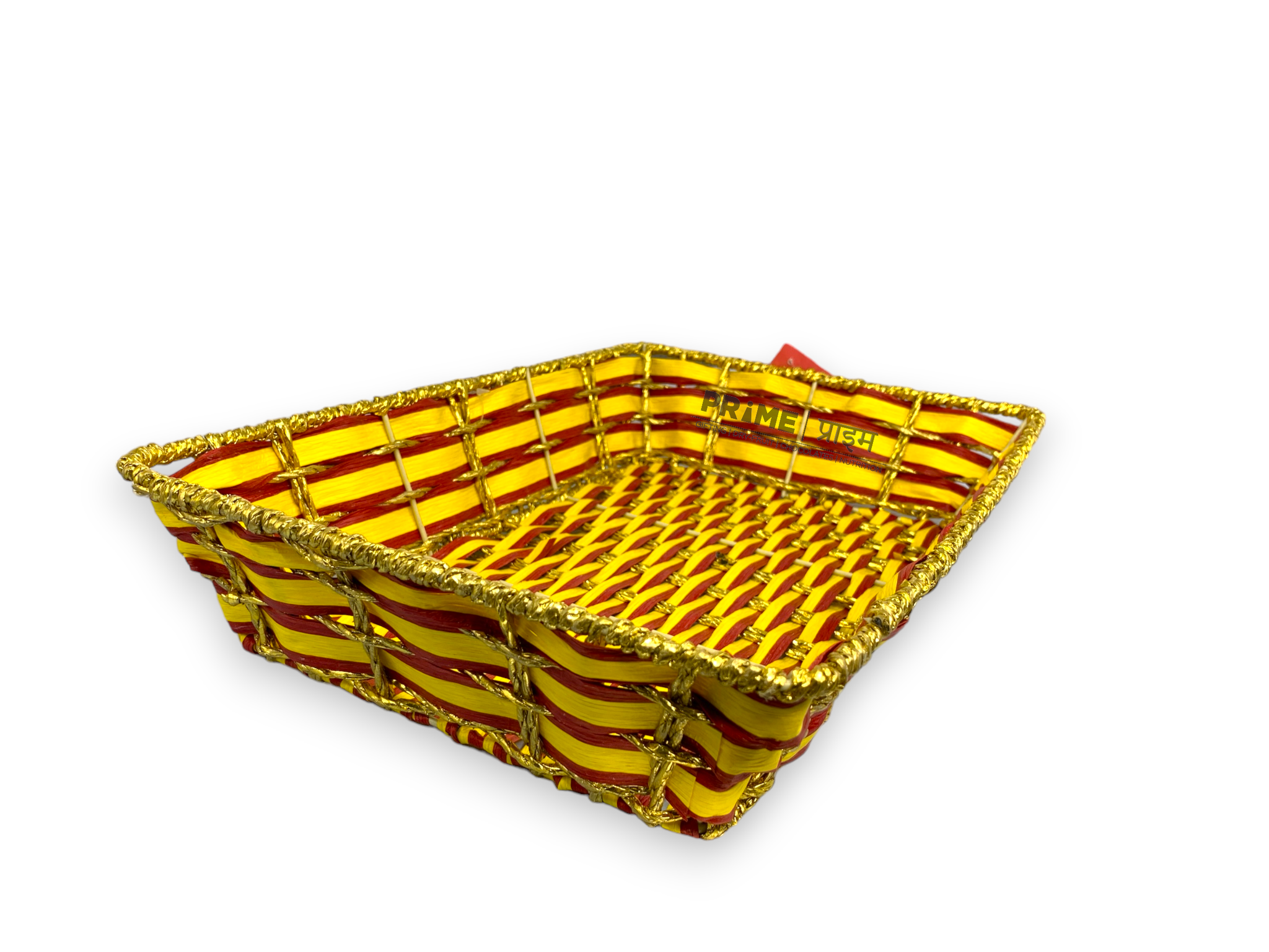 Rectangular golden yellow red Kane Basket 33x20x8_3