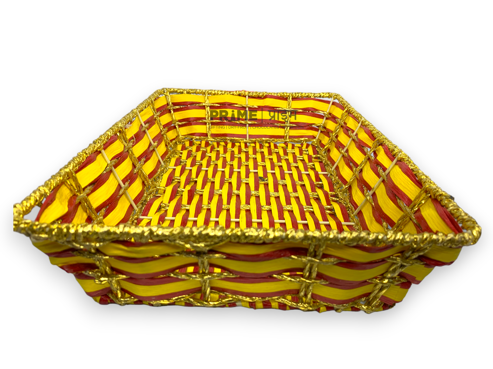 Rectangular golden yellow red Kane Basket 33x20x8_2