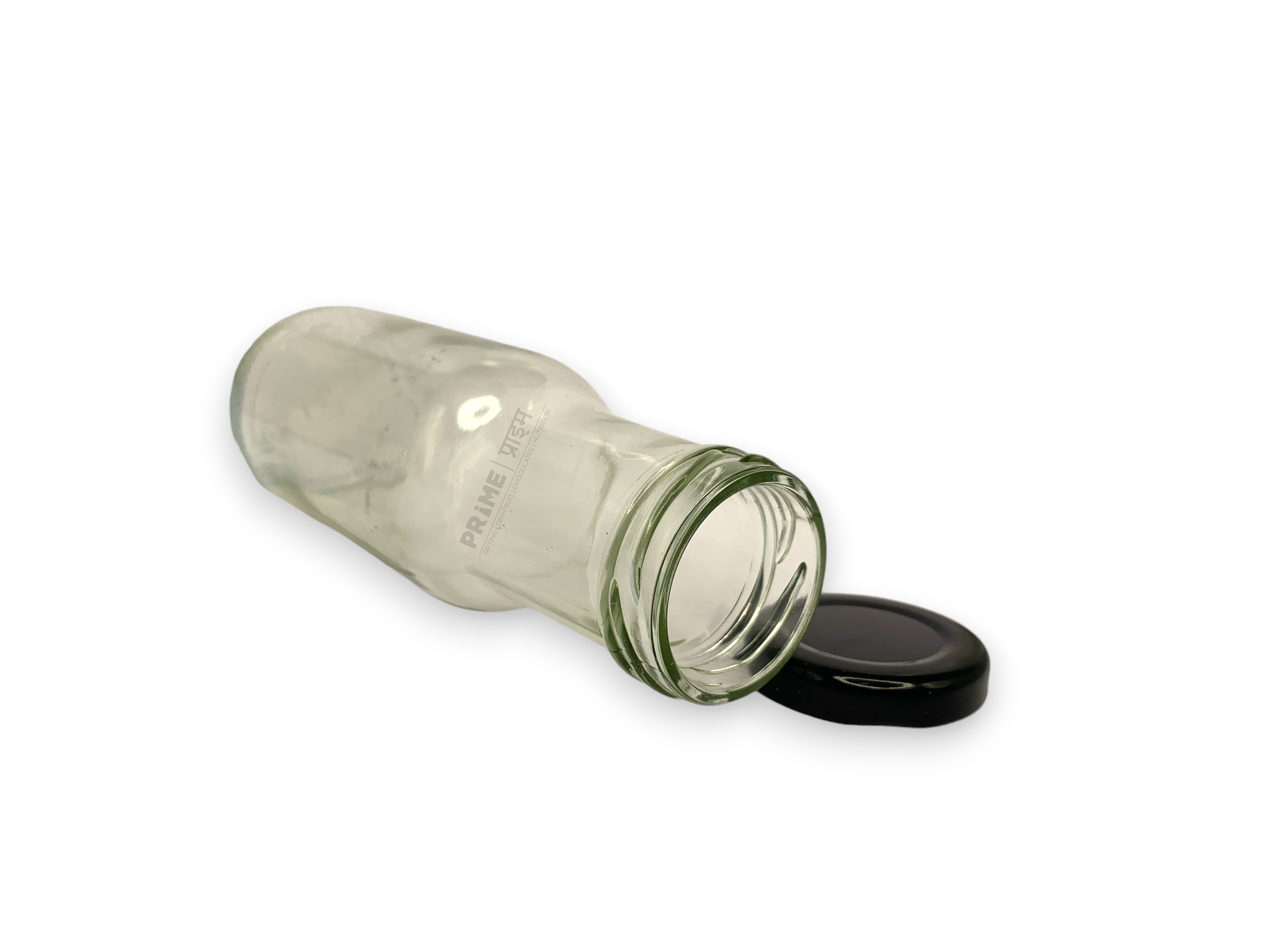 Round Flint Lug CK with Black Plastic Lug Cap Glass Jar 43mm 200ml_4