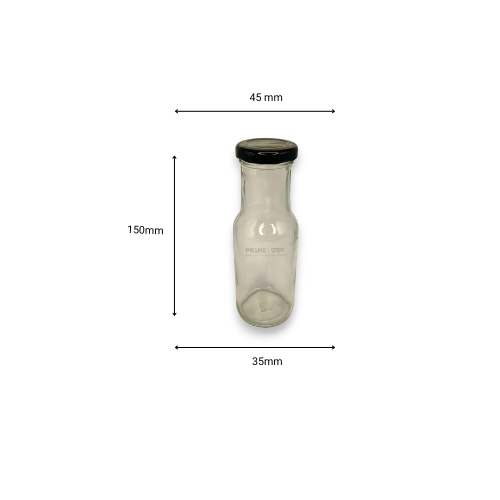 Round Flint Lug CK with Black Plastic Lug Cap Glass Jar 43mm 200ml_1