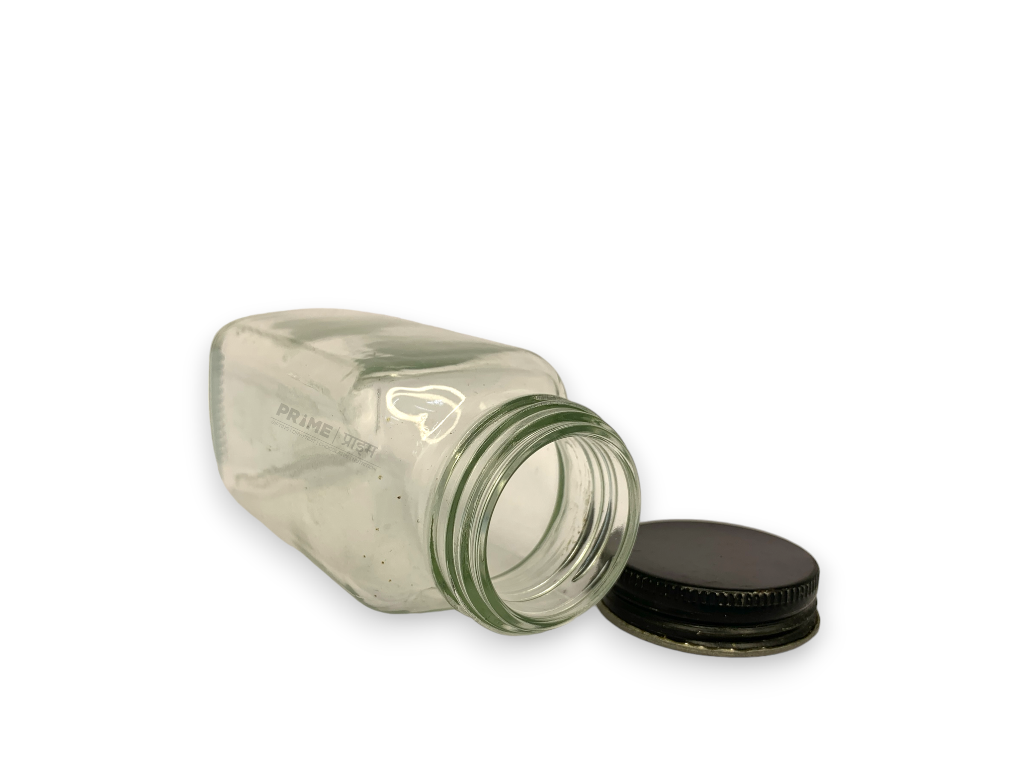 Square Glass Jar Spice Plastic Cap Sprinkles With Wad Black 42mm 160ml_4