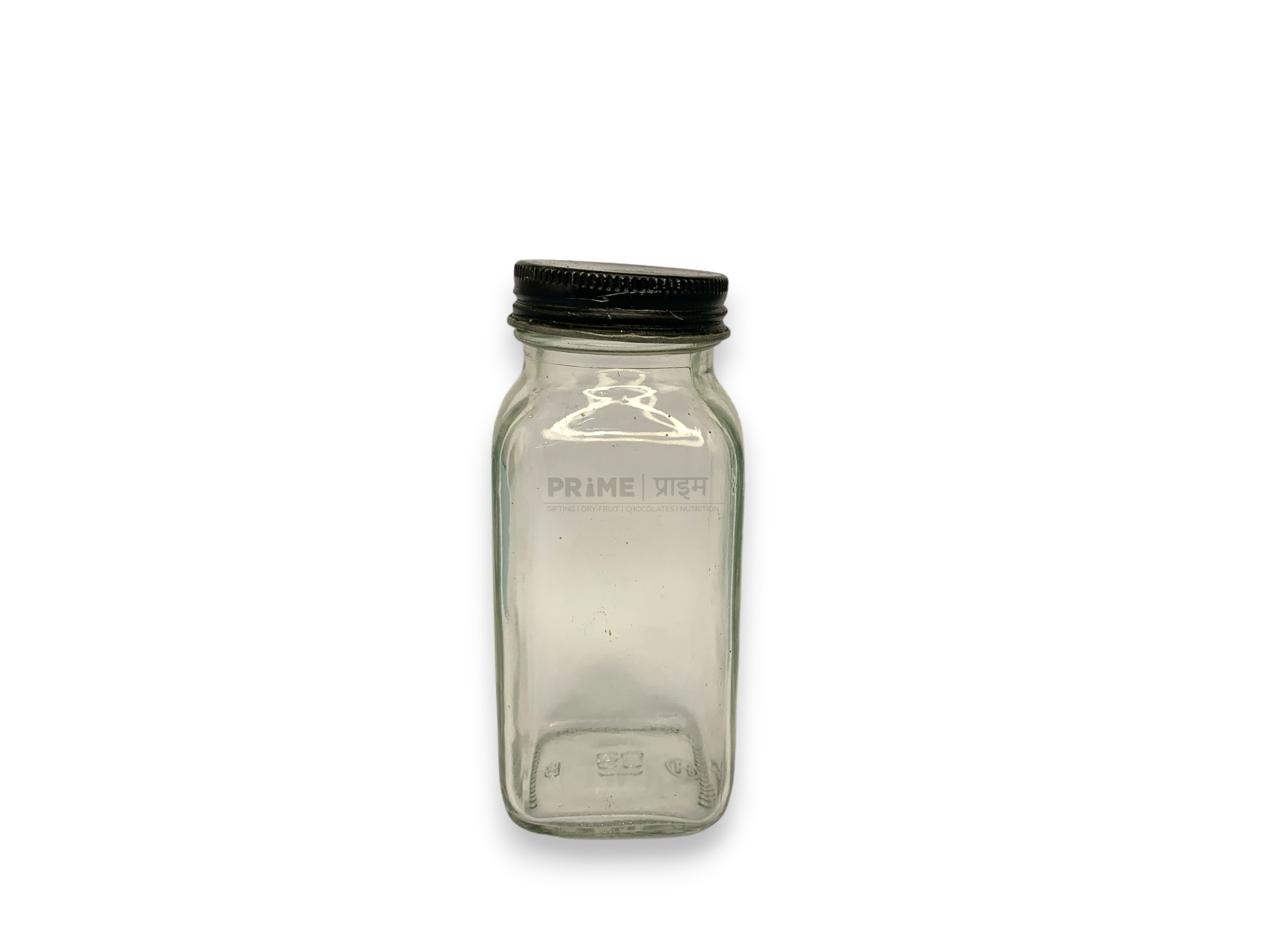 Square Glass Jar Spice Plastic Cap Sprinkles With Wad Black 42mm 160ml_2