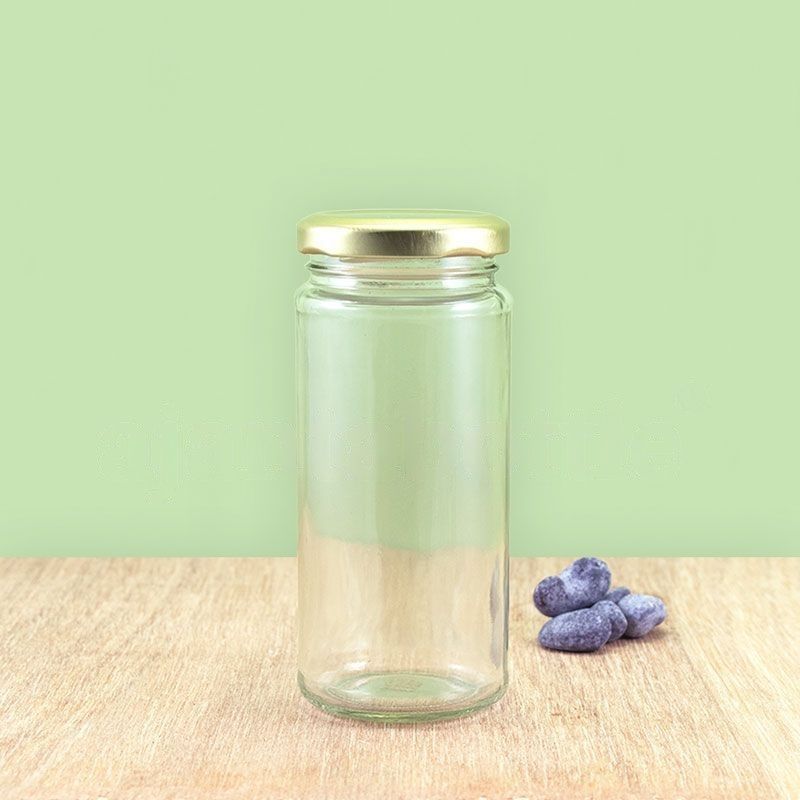 Round Bamboo Glass Jar 53mm Lug 200ml_0