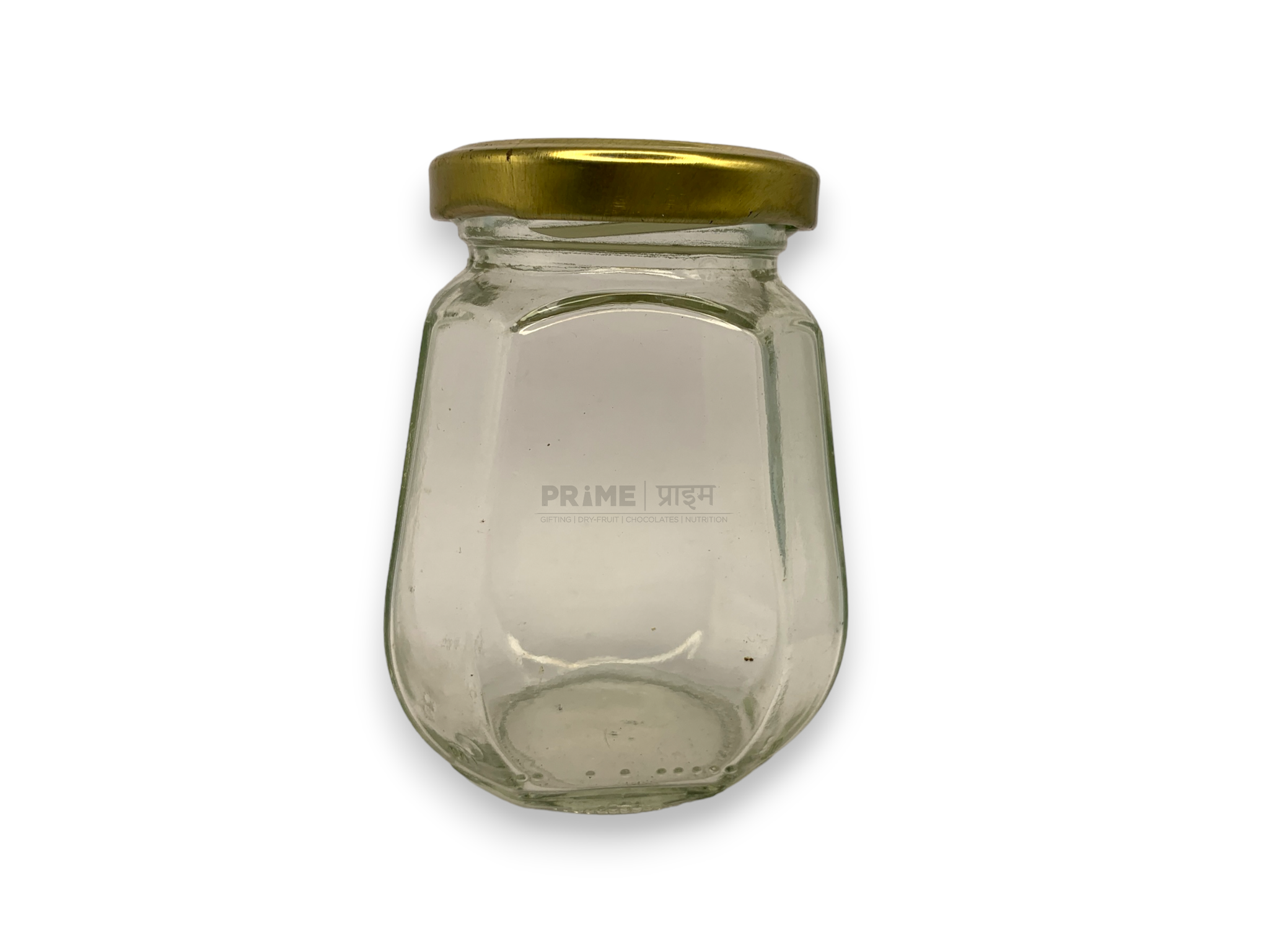 Octagonal Glass Jar with Metal Lug Cap/Golden / 250ml_2