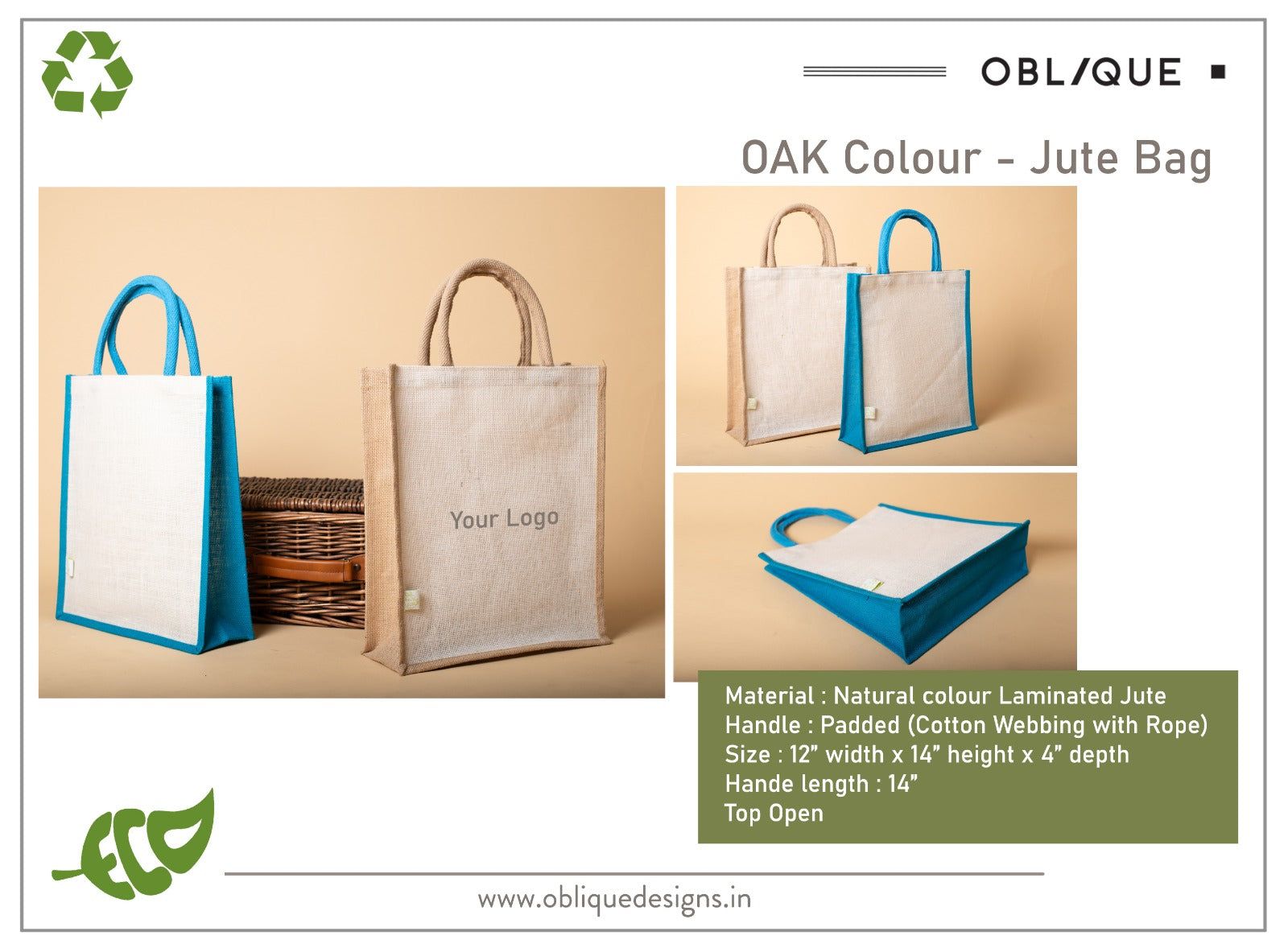 Oblique jute bag blue_0