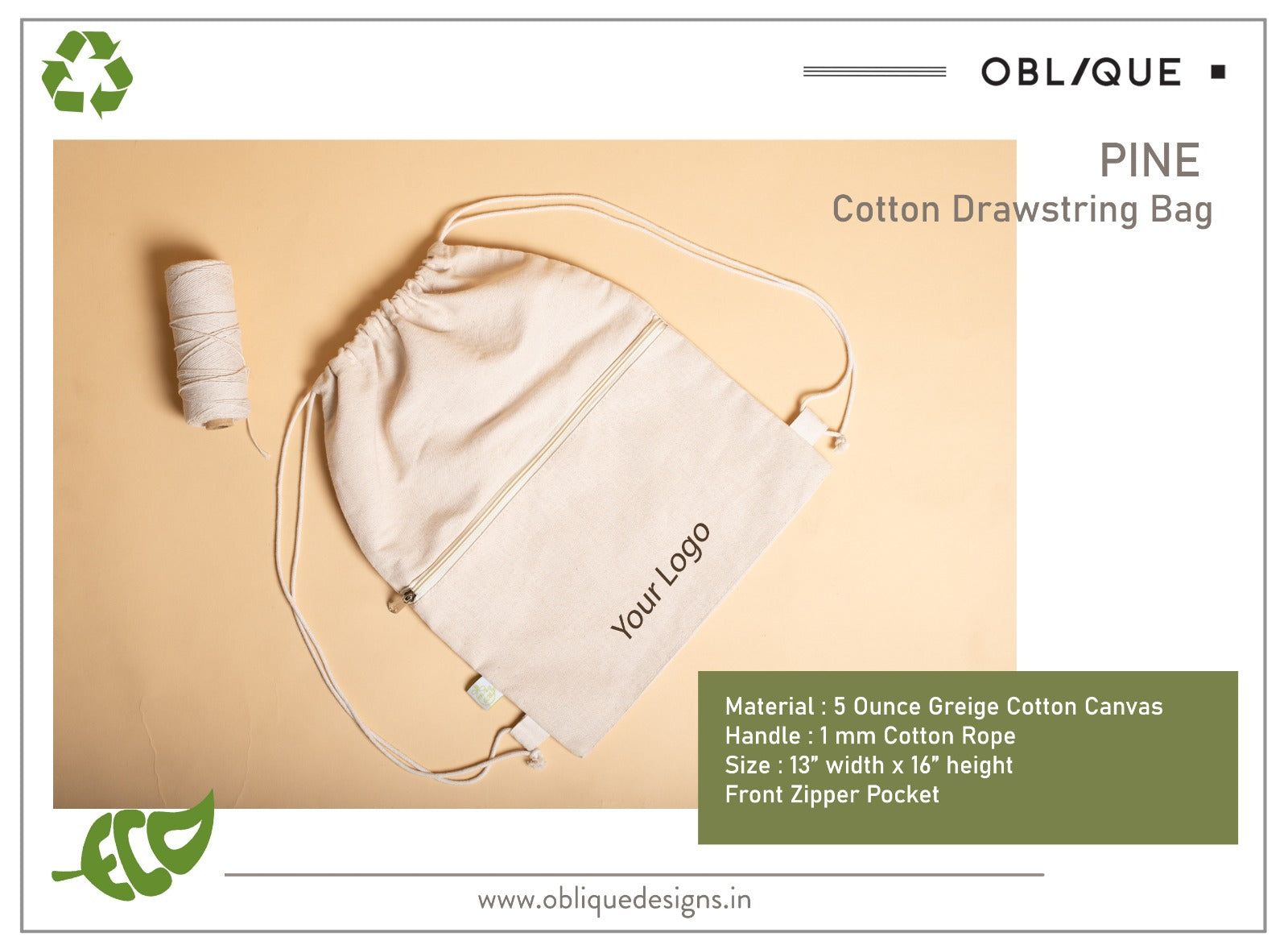 Oblique pine drawstring bag natural_0