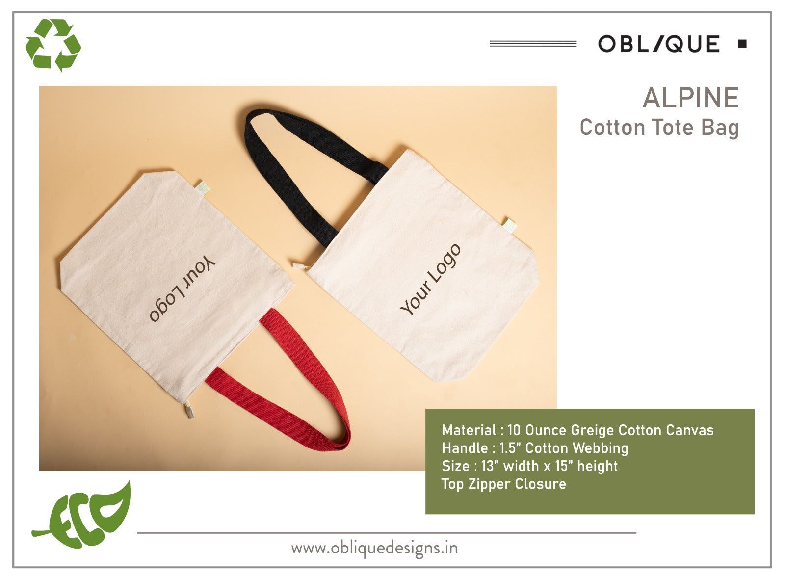 Oblique Alpine canvas tote bag black_0