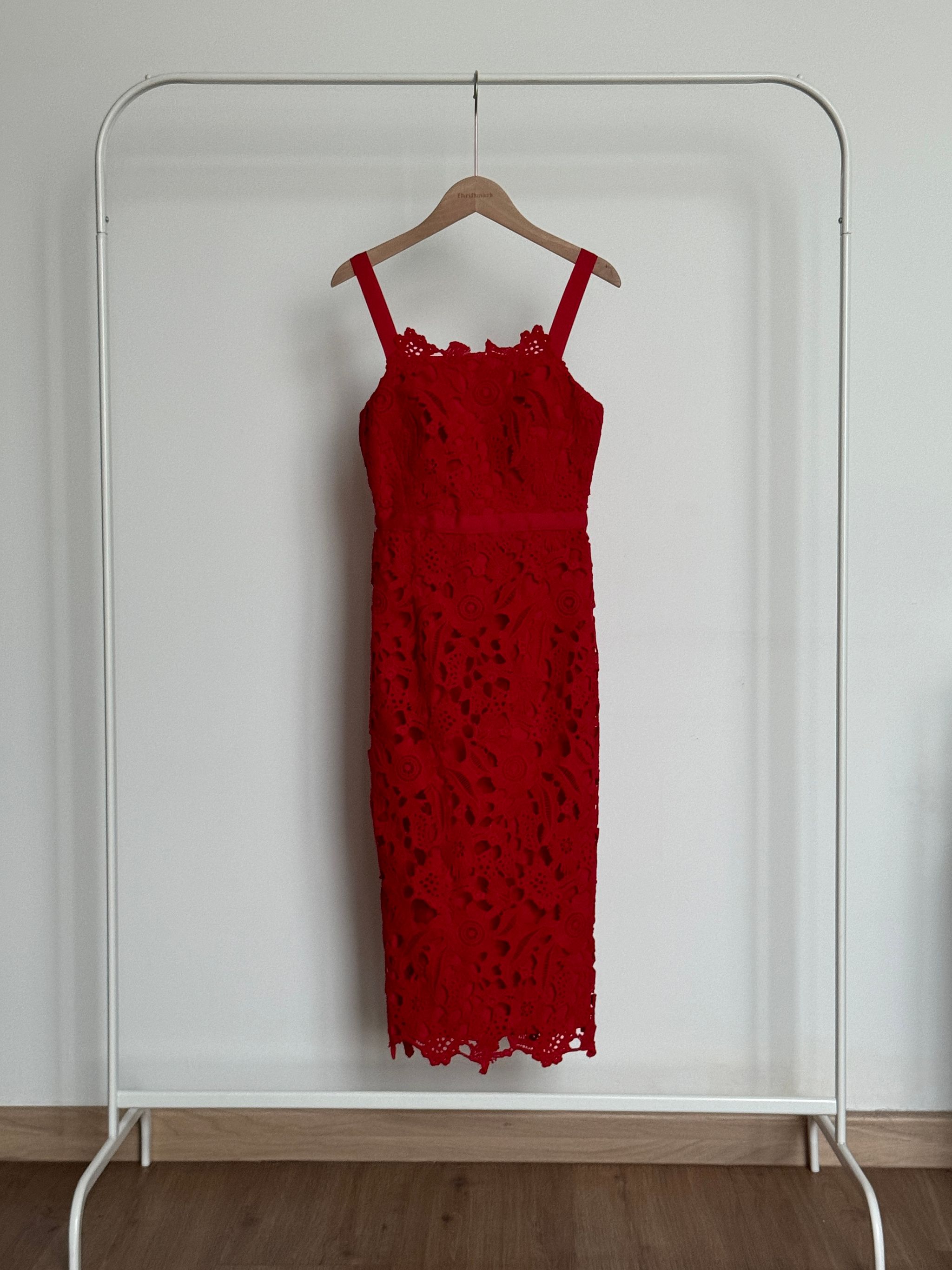 Love Bonito Dree Crochet Overlay Dress in Red_0