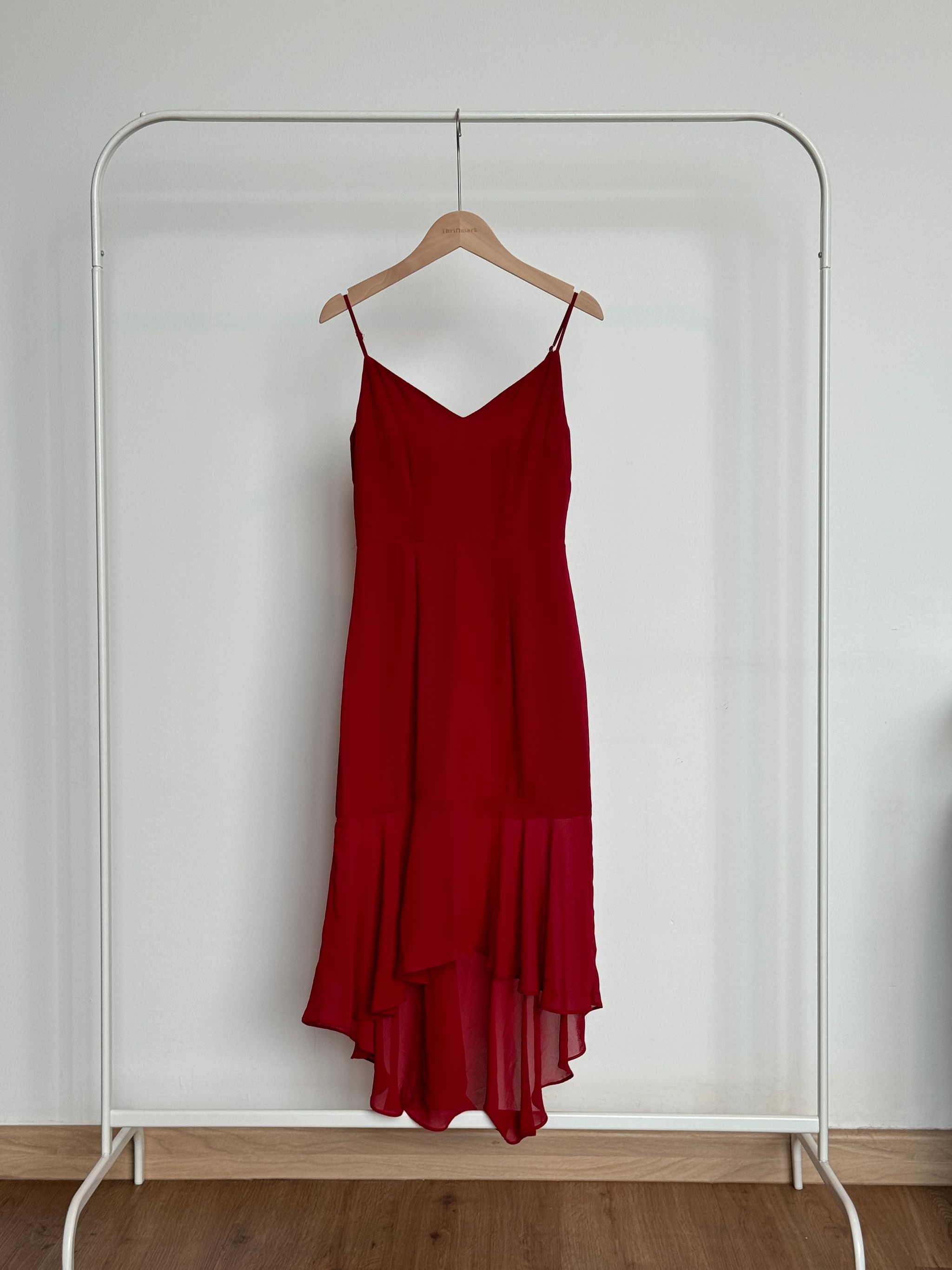 Room8008 Fishtail Bodycon Midi Dres in Maroon_0