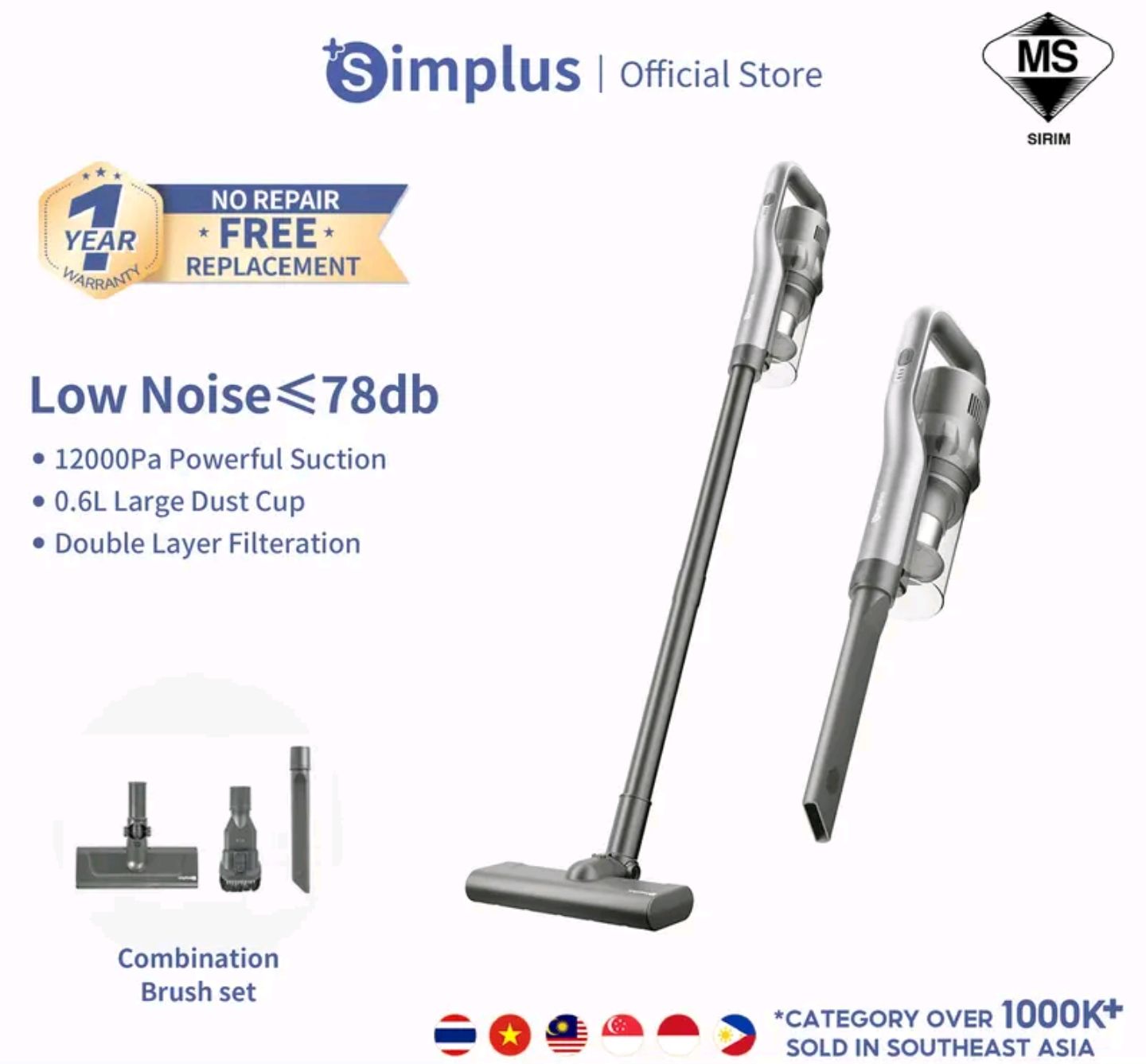 SIMPLE Vacuum Cleaner Wireless Low Nose 0.6L Large Dust Cup_0