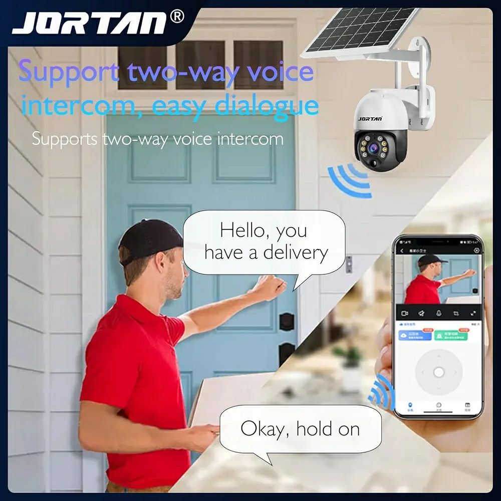 JORTAN Solar Security Camera, Wireless Outdoor Camera, 4MP 4G SIM Card & WiFi Low Power Consumption Surveillance Camera with Solar Panel, Motion Detection, Microwave Dual Detection, 2 Way Audio_3