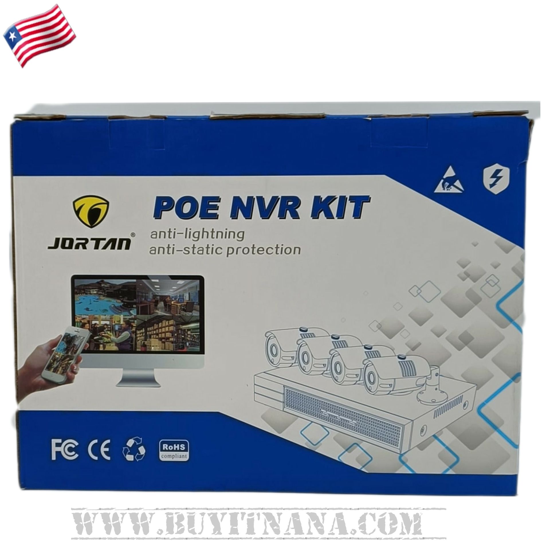 SECURITY CAMERA KIT 4-PORT NVR JORTAN 82016POE48V-4 POE COMBO KIT_1