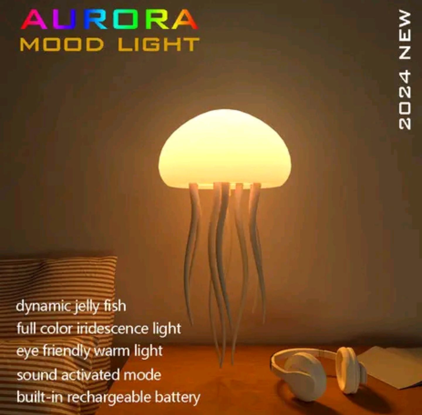 MODOFO Full Color Voice Control Rotating Jellyfish Lamp_2