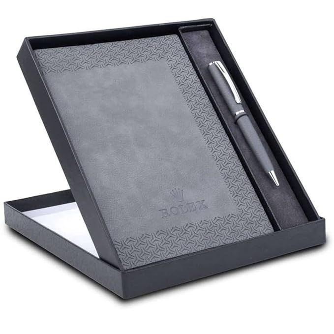 Rolex Notebook with Metal Texture pen Gift set in Premium box Blue_1