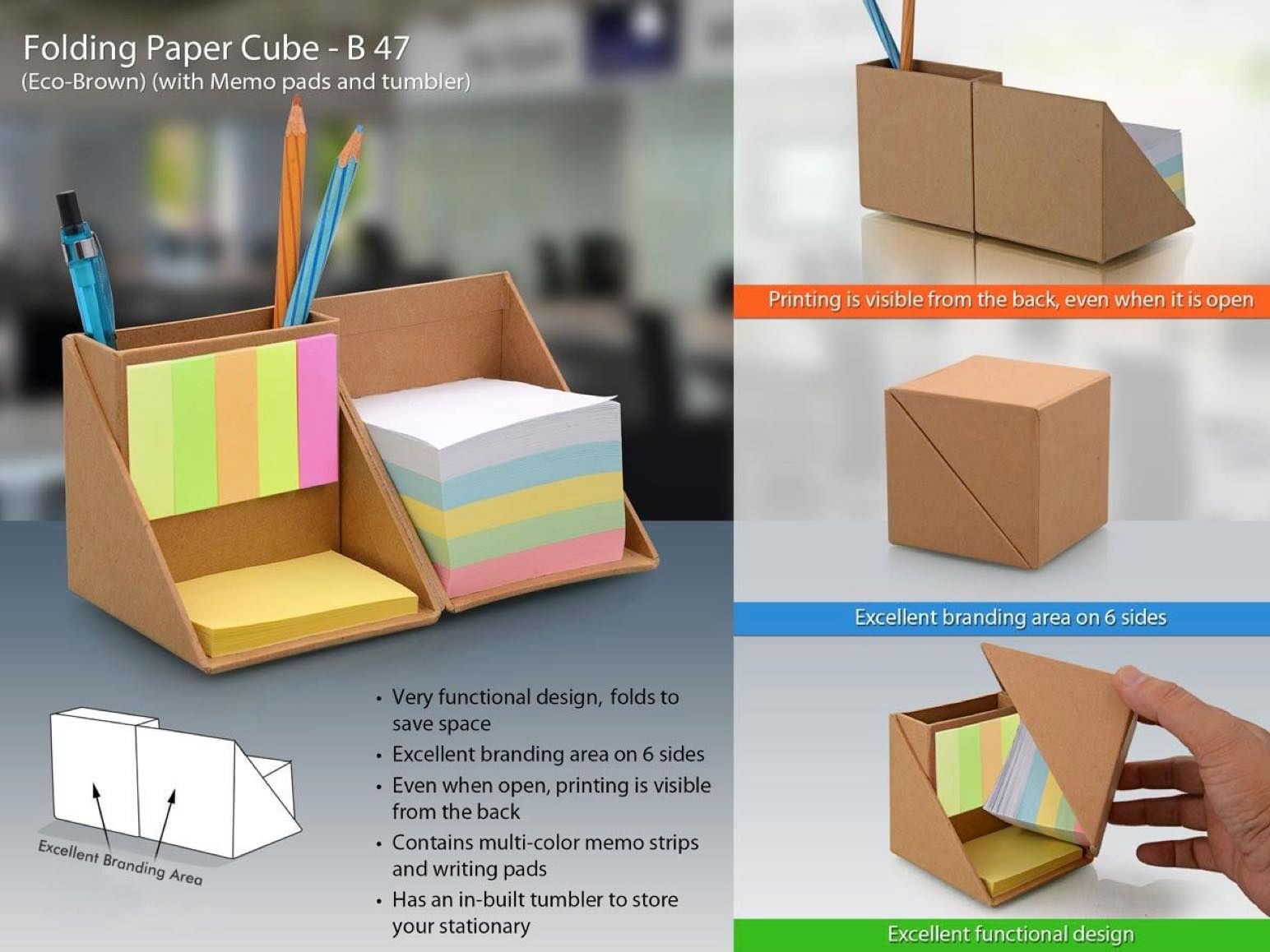 Folding paper cube (with memo pad and tumbler)_0