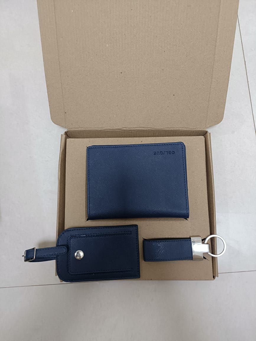 Oblique Gift Set Jfk Passport Case/ Luggage Tag / Keychain / Navy Colour_6